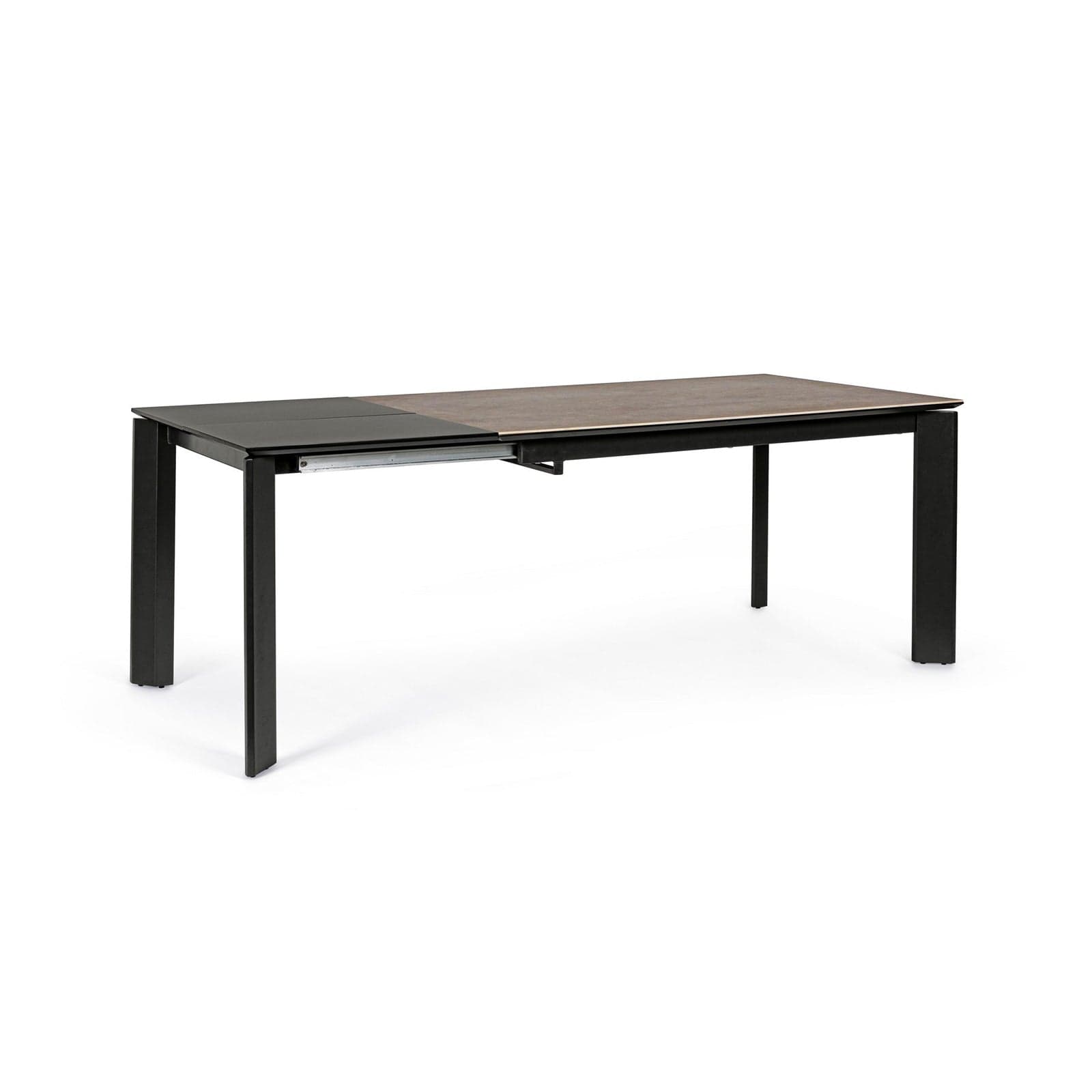 Tavolo "Briva" allungabile rettangolare con piano in ceramica e supporto in mdf – 140/200 cm, Nero – Bizzotto Homemotion –