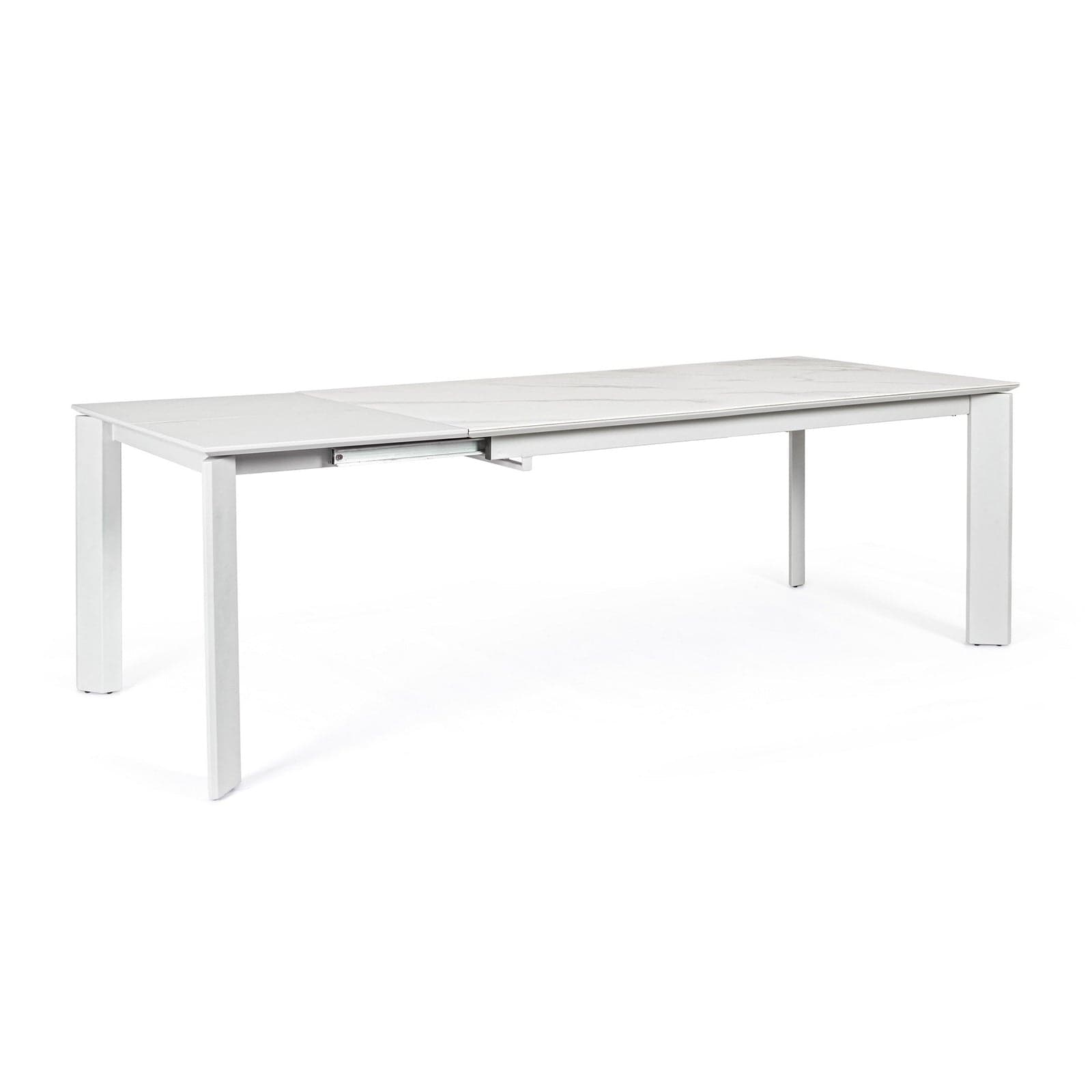 Tavolo "Briva" allungabile rettangolare con piano in ceramica e supporto in mdf – 160/220 cm, Bianco – Bizzotto Homemotion –