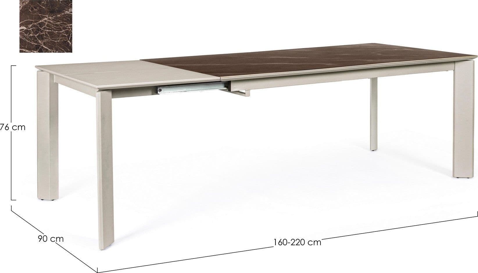 Tavolo "Briva" allungabile rettangolare con piano in ceramica e supporto in mdf - 45
