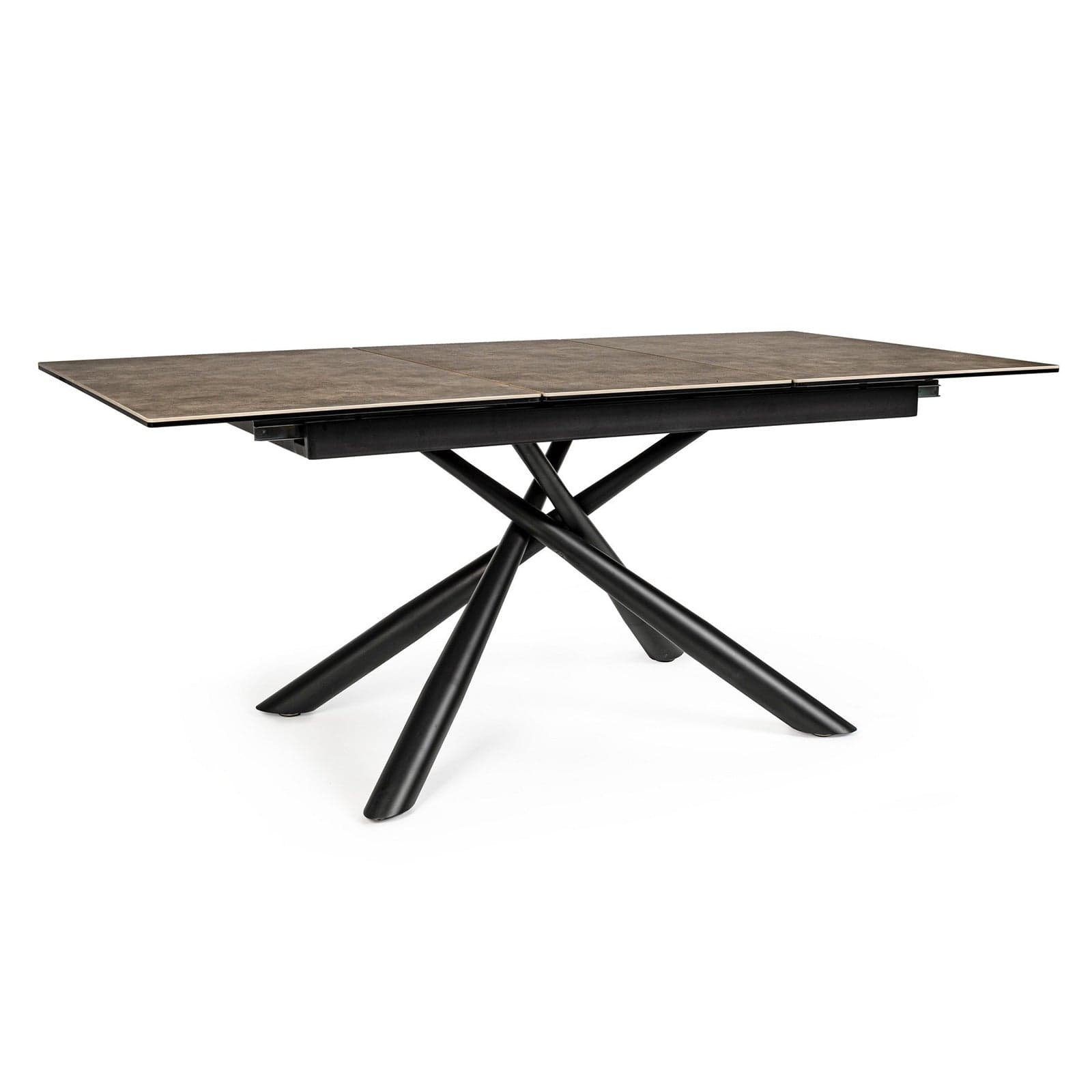 Tavolo allungabile Seyfert con struttura in acciaio, piano in ceramica e supporto in vetro - 22
