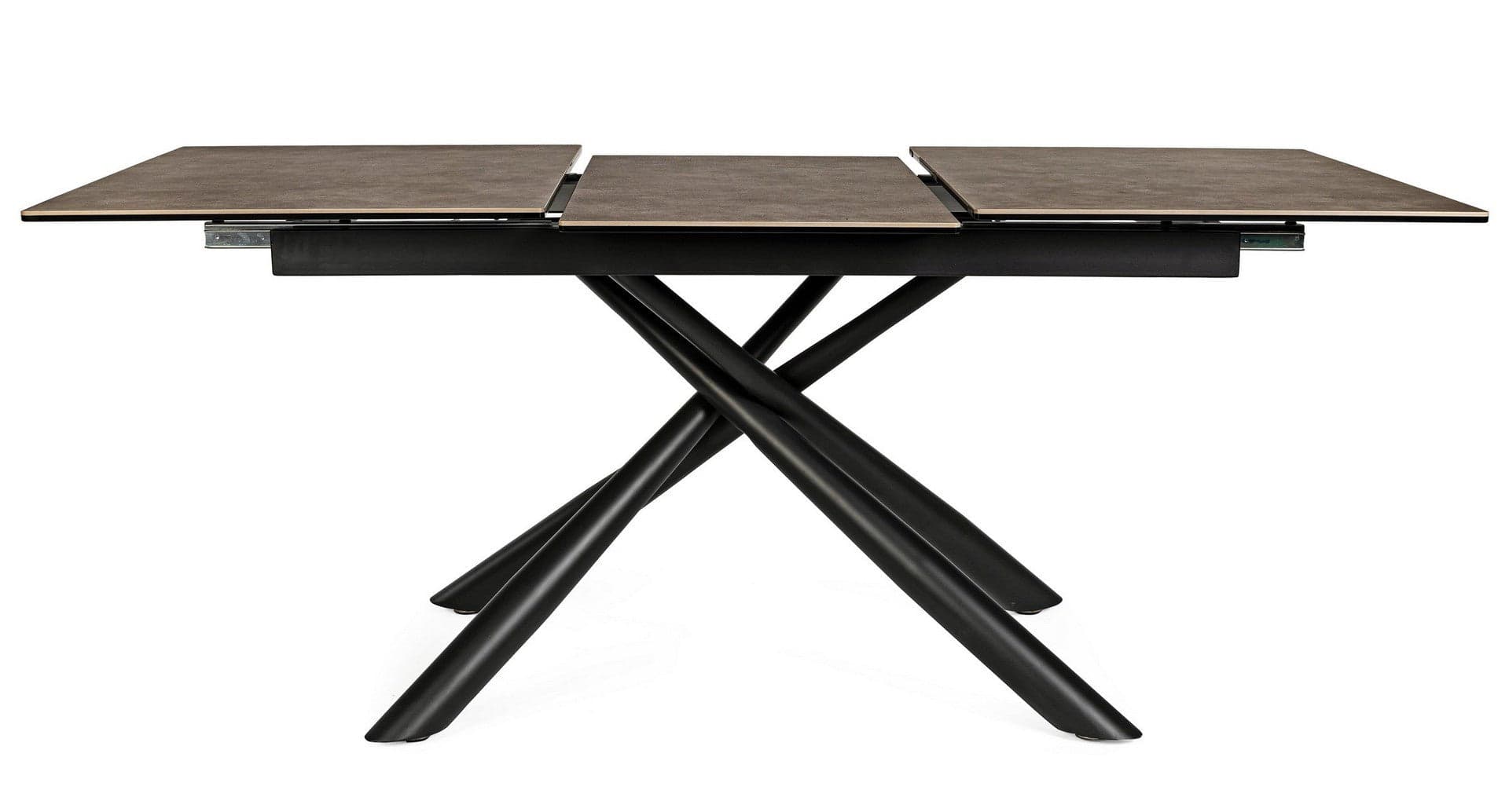 Tavolo allungabile Seyfert con struttura in acciaio, piano in ceramica e supporto in vetro in Tavoli da sala da pranzo Decor Space - Altamura, commercioVirtuoso.it