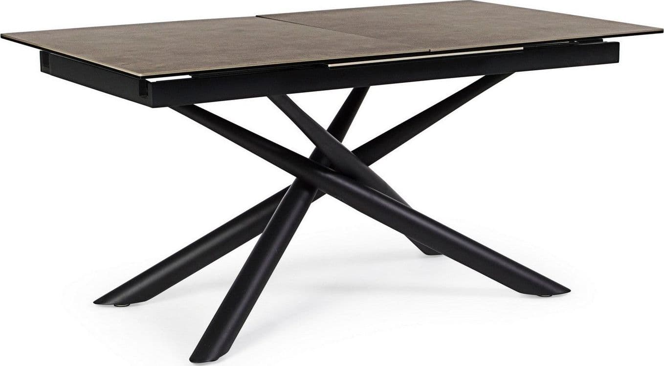 Tavolo allungabile Seyfert con struttura in acciaio, piano in ceramica e supporto in vetro in Tavoli da sala da pranzo Decor Space - Altamura, commercioVirtuoso.it