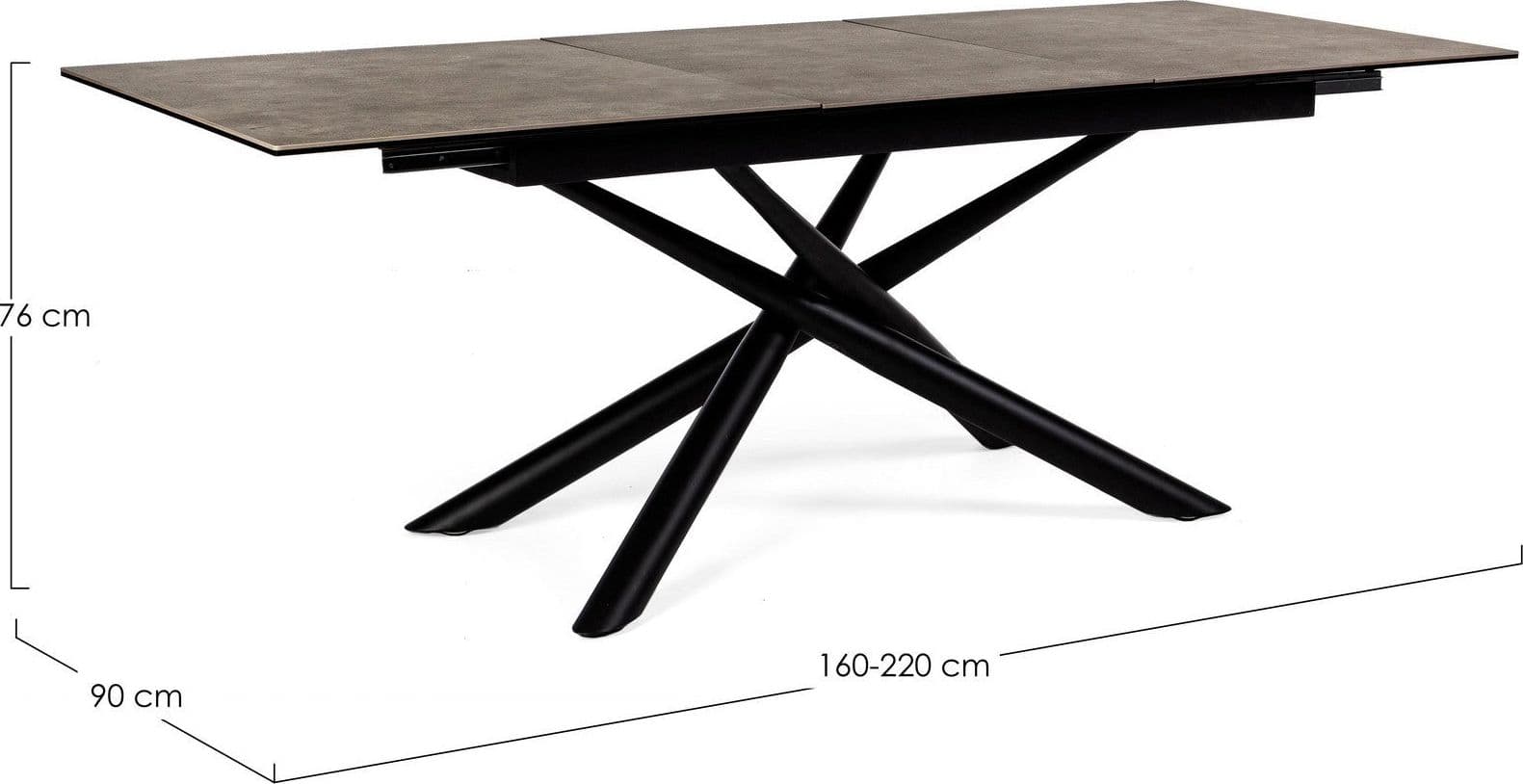 Tavolo allungabile Seyfert con struttura in acciaio, piano in ceramica e supporto in vetro in Tavoli da sala da pranzo Decor Space - Altamura, commercioVirtuoso.it