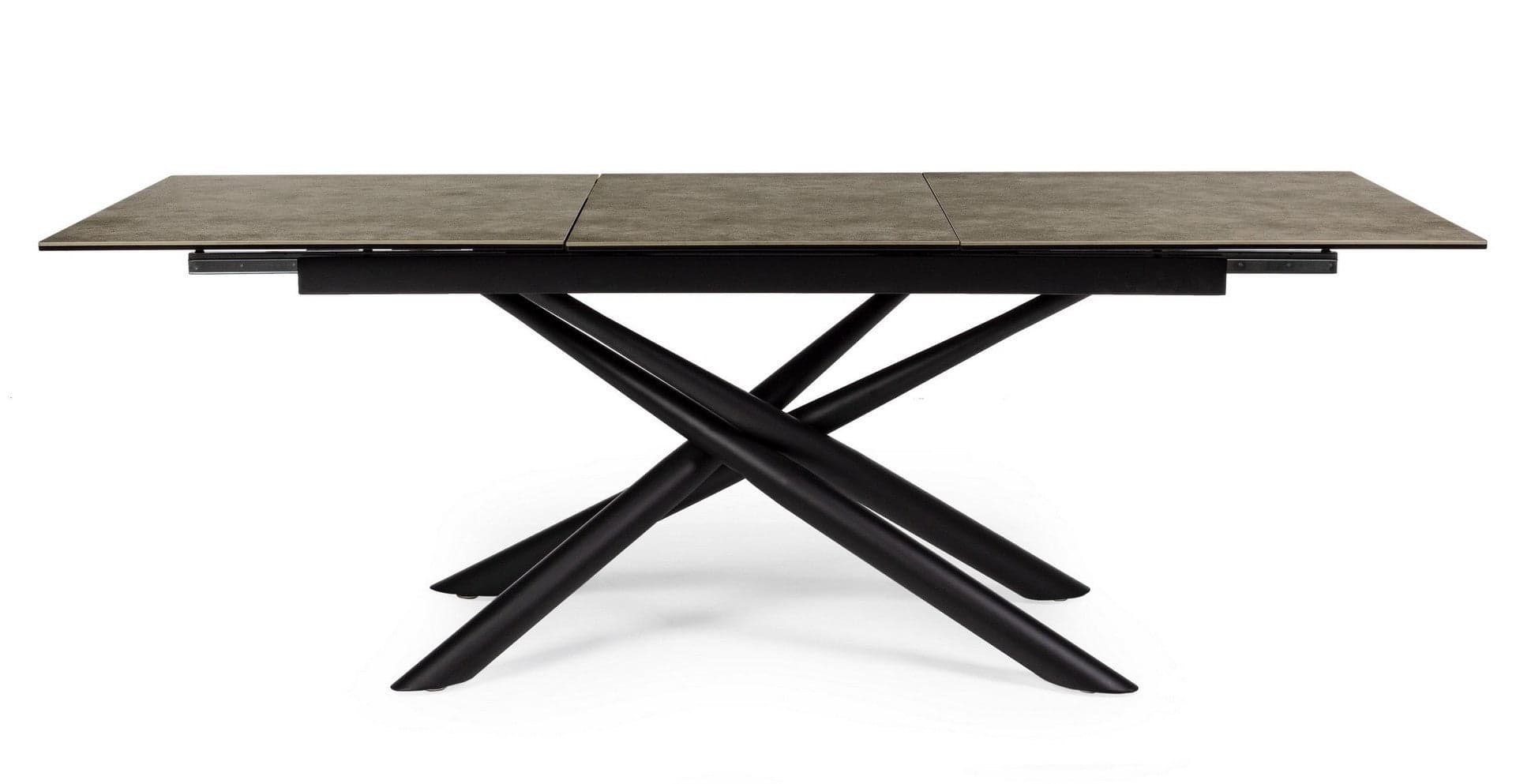 Tavolo allungabile Seyfert con struttura in acciaio, piano in ceramica e supporto in vetro in Tavoli da sala da pranzo Decor Space - Altamura, commercioVirtuoso.it