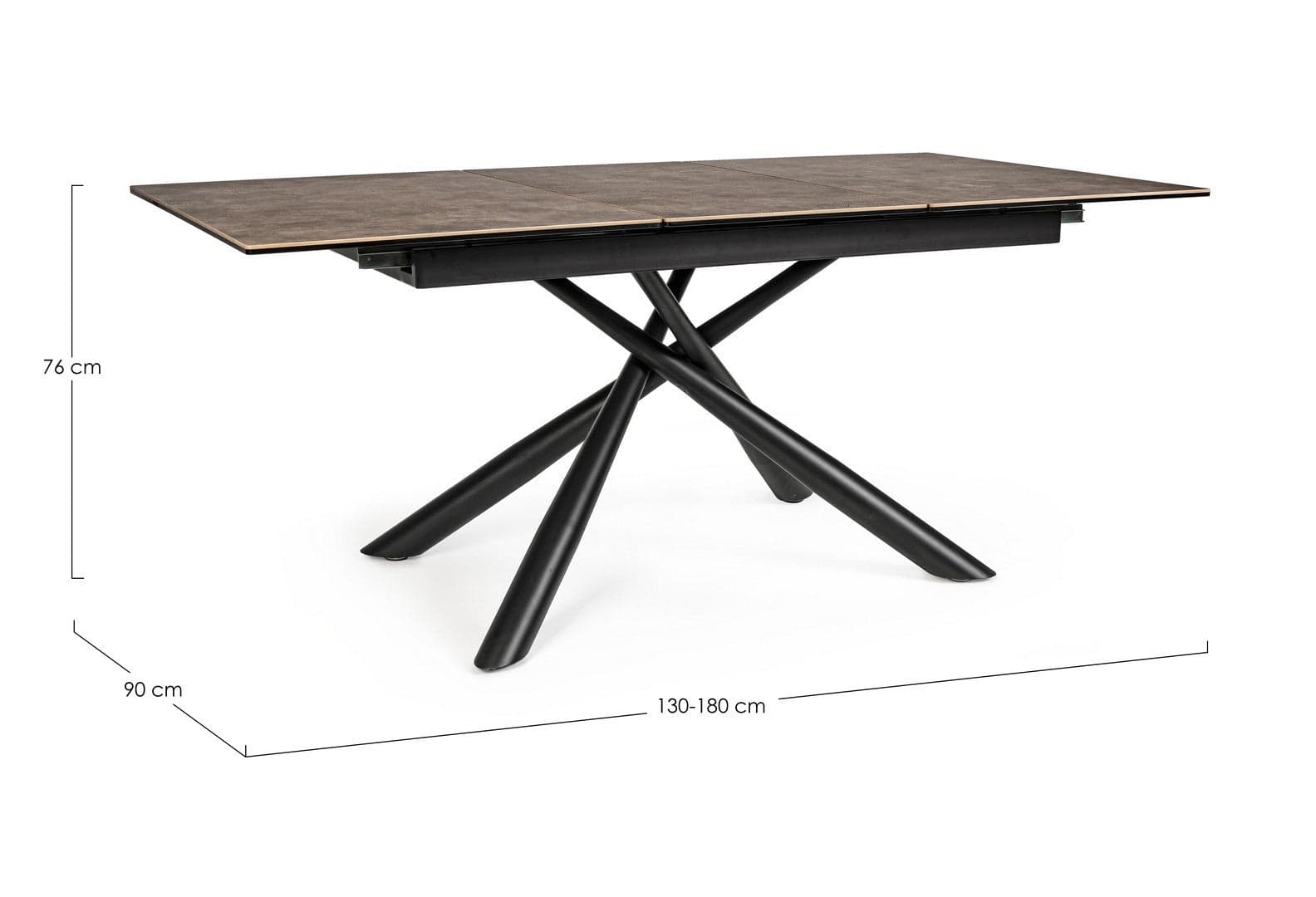 Tavolo allungabile Seyfert con struttura in acciaio, piano in ceramica e supporto in vetro in Tavoli da sala da pranzo Decor Space - Altamura, commercioVirtuoso.it