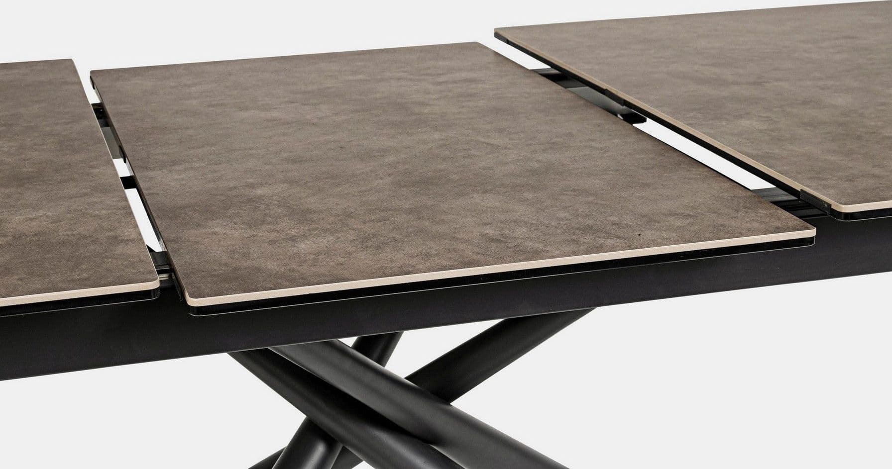 Tavolo allungabile Seyfert con struttura in acciaio, piano in ceramica e supporto in vetro in Tavoli da sala da pranzo Decor Space - Altamura, commercioVirtuoso.it