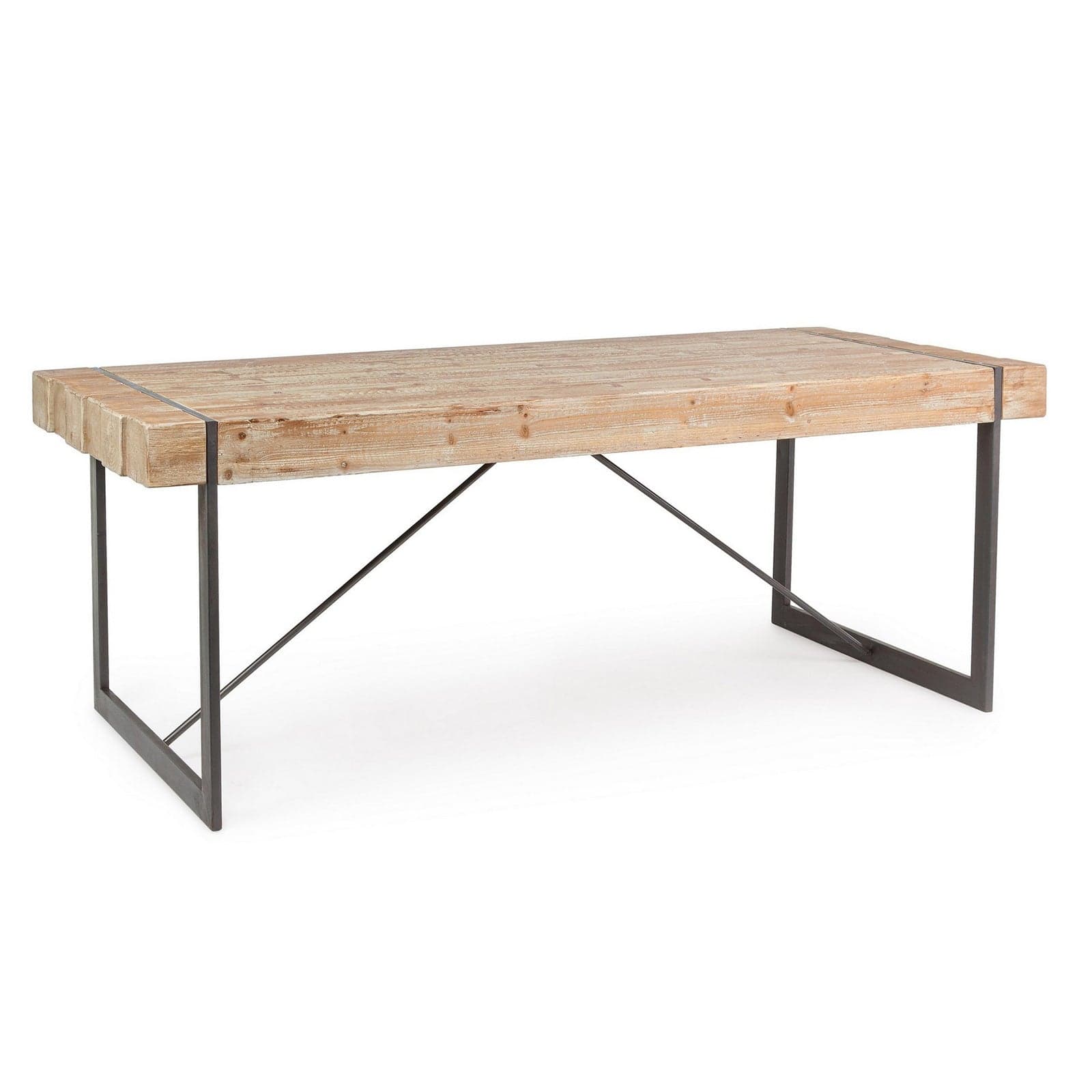 Tavolo Garrett rettangolare, con gambe, piano in legno di abete, stile industriale - 19