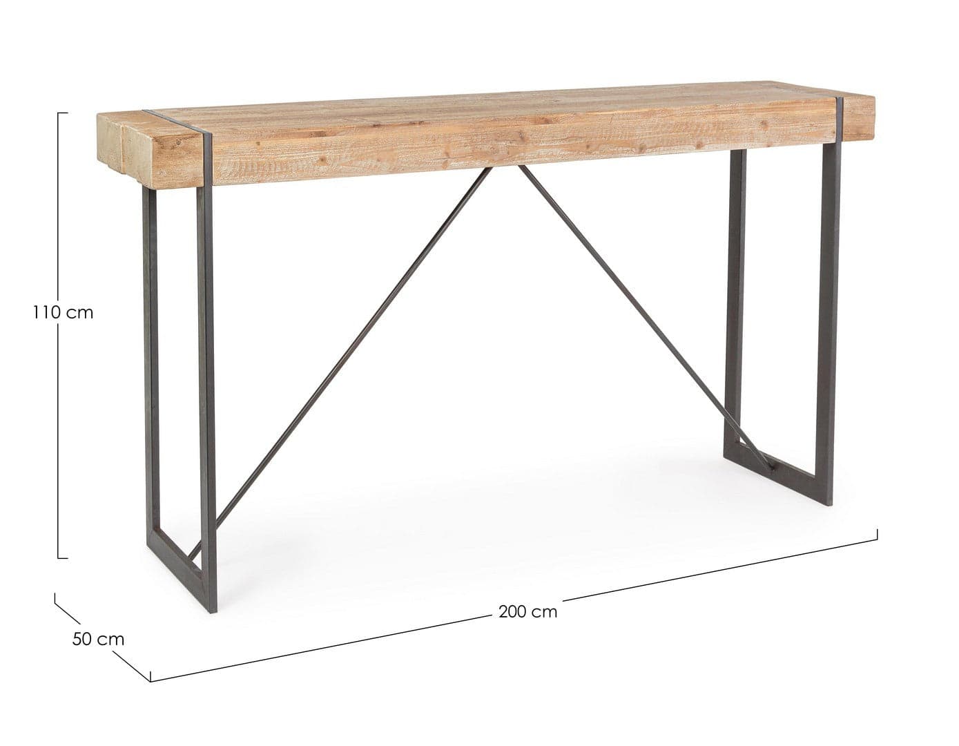 Tavolo Garrett rettangolare, con gambe, piano in legno di abete, stile industriale in Tavoli da sala da pranzo Decor Space - Altamura, commercioVirtuoso.it