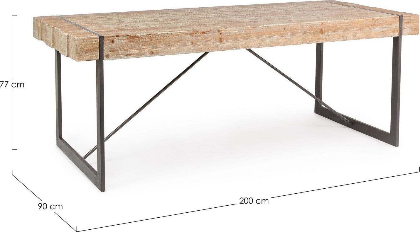 Tavolo Garrett rettangolare, con gambe, piano in legno di abete, stile industriale in Tavoli da sala da pranzo Decor Space - Altamura, commercioVirtuoso.it