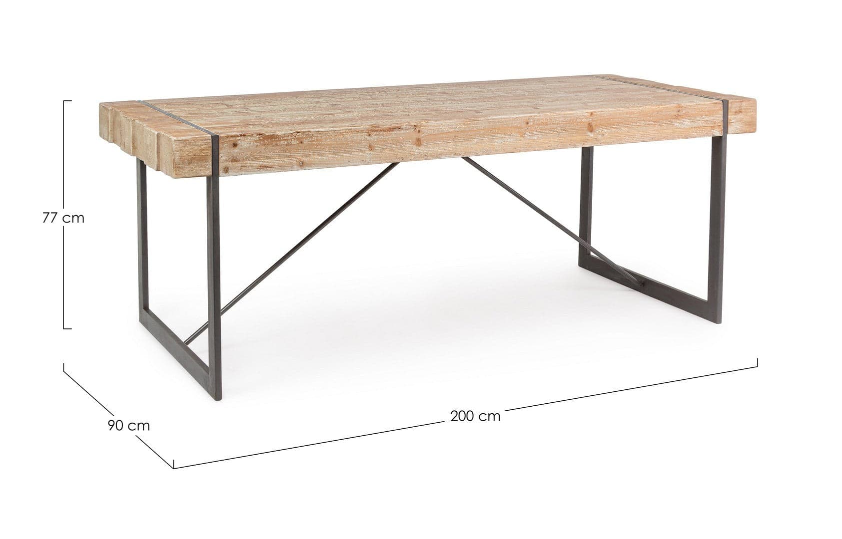Tavolo Garrett rettangolare, con gambe, piano in legno di abete, stile industriale in Tavoli da sala da pranzo Decor Space - Altamura, commercioVirtuoso.it