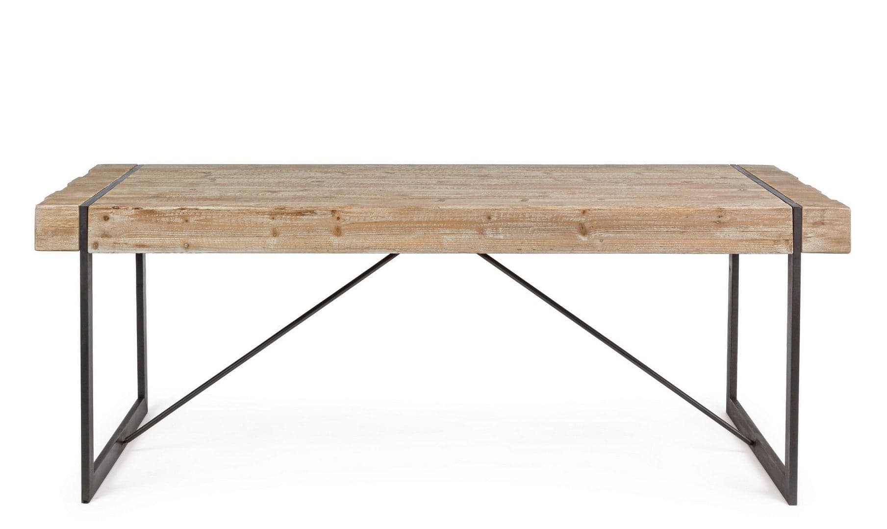 Tavolo Garrett rettangolare, con gambe, piano in legno di abete, stile industriale in Tavoli da sala da pranzo Decor Space - Altamura, commercioVirtuoso.it