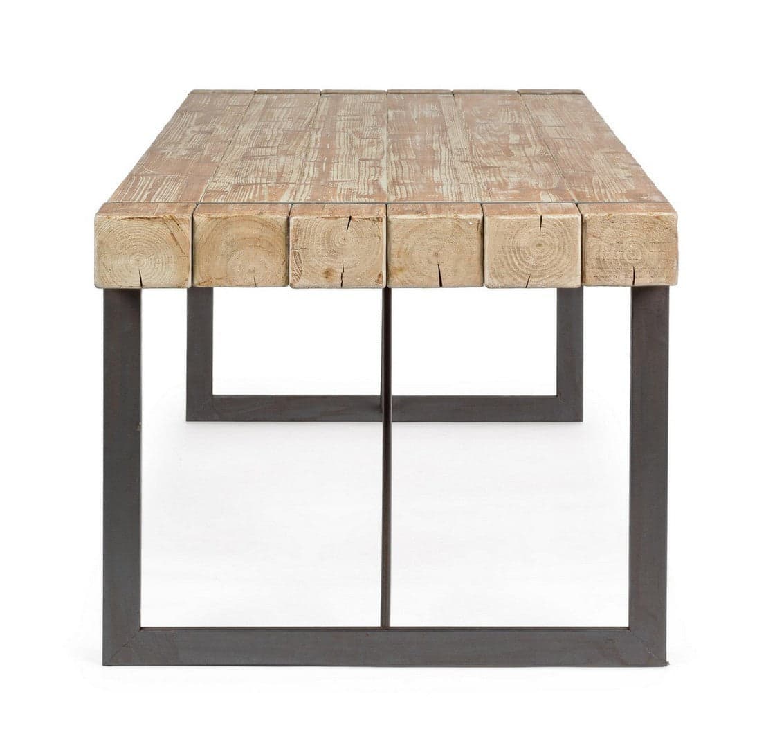 Tavolo Garrett rettangolare, con gambe, piano in legno di abete, stile industriale in Tavoli da sala da pranzo Decor Space - Altamura, commercioVirtuoso.it