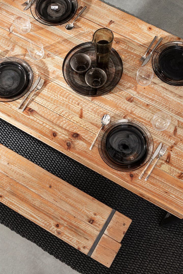 Tavolo Garrett rettangolare, con gambe, piano in legno di abete, stile industriale in Tavoli da sala da pranzo Decor Space - Altamura, commercioVirtuoso.it