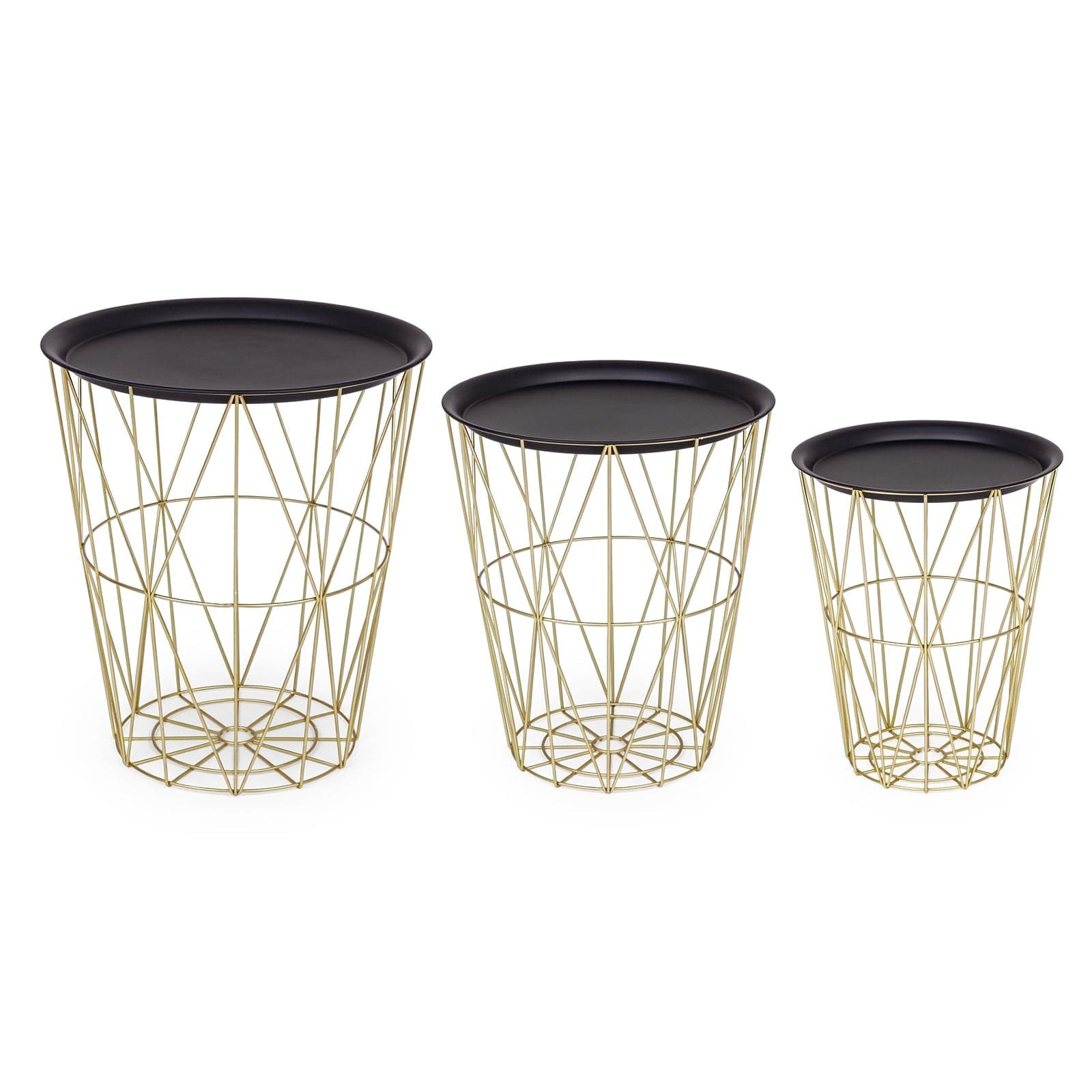 Set di 3 tavolini "Atom" rotondo per esterno e giardino in metallo moderni - 2