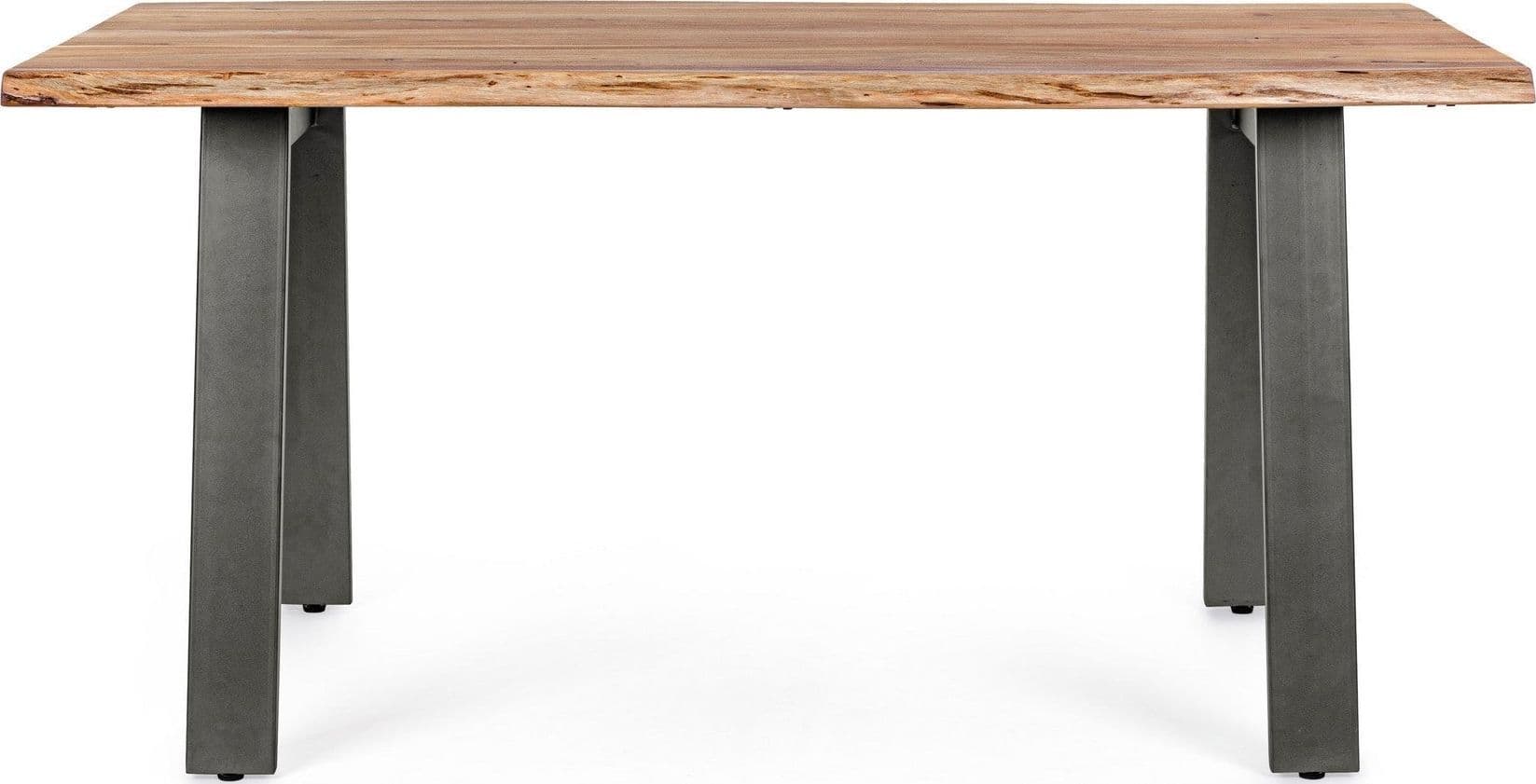 Tavolo Aron rettangolare, con gambe in acciaio, piano in legno di acacia, stile moderno in Tavoli da sala da pranzo Decor Space - Altamura, commercioVirtuoso.it