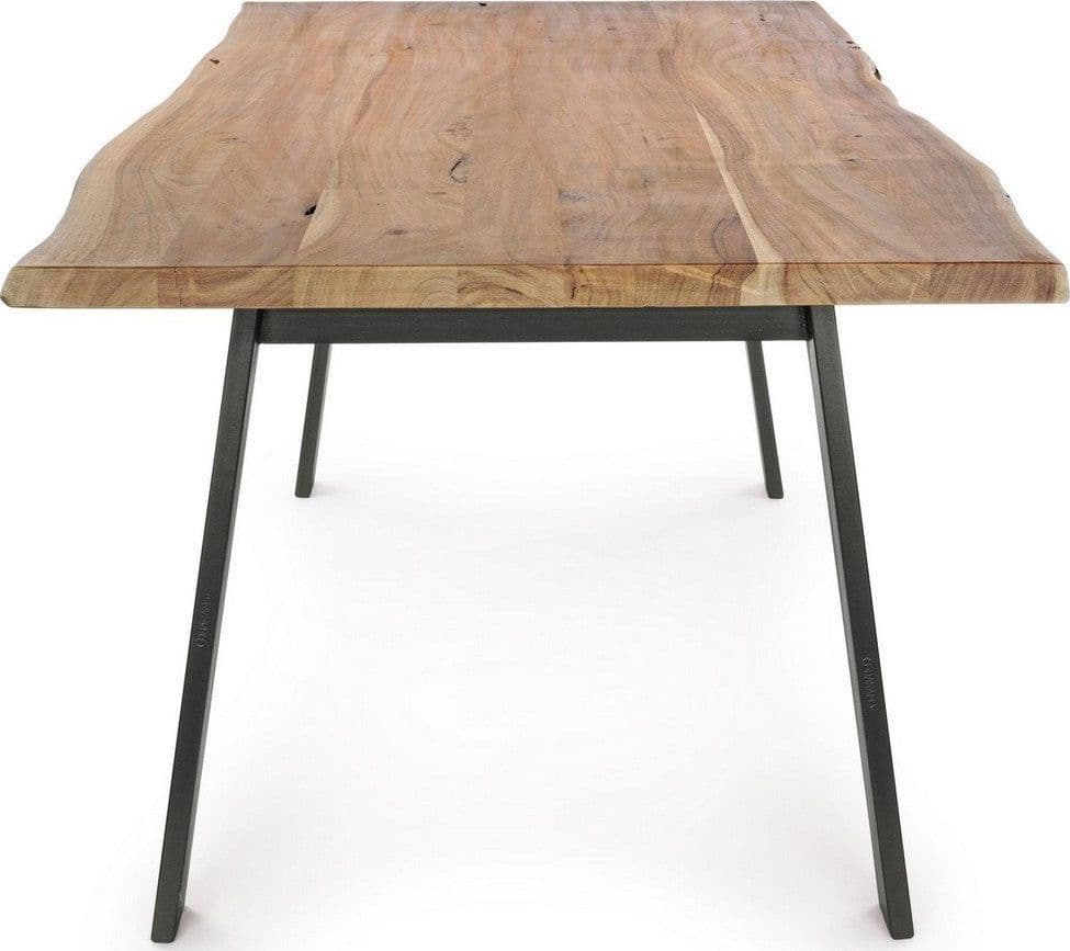 Tavolo Aron rettangolare, con gambe in acciaio, piano in legno di acacia, stile moderno in Tavoli da sala da pranzo Decor Space - Altamura, commercioVirtuoso.it