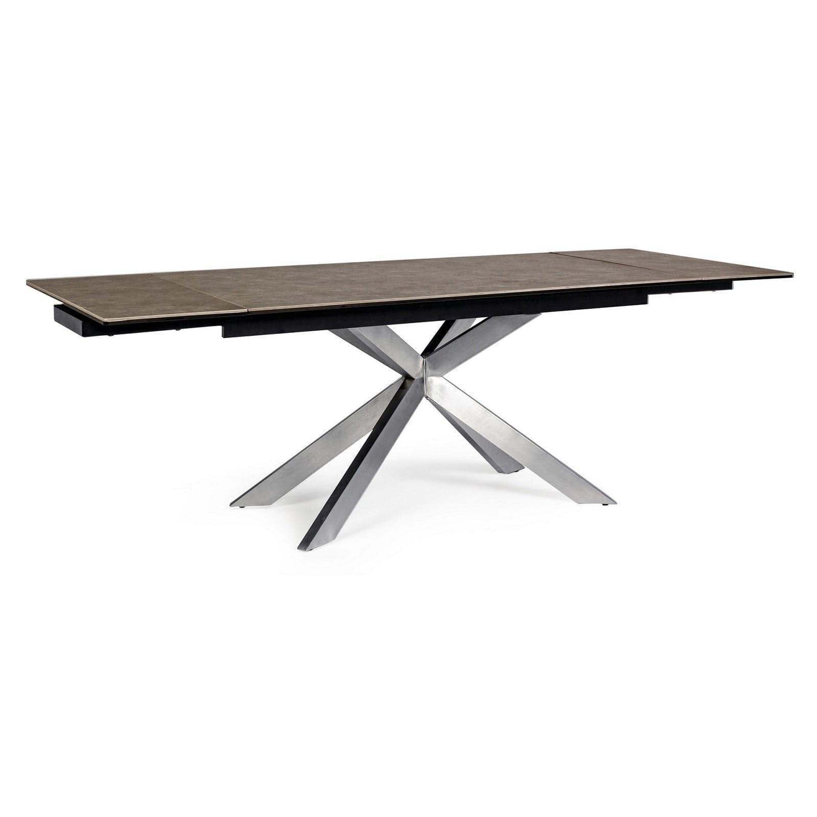 Tavolo Arzachel allungabile rettangolare con piano in ceramica con supporto in vetro temperato da 240 x 90cm