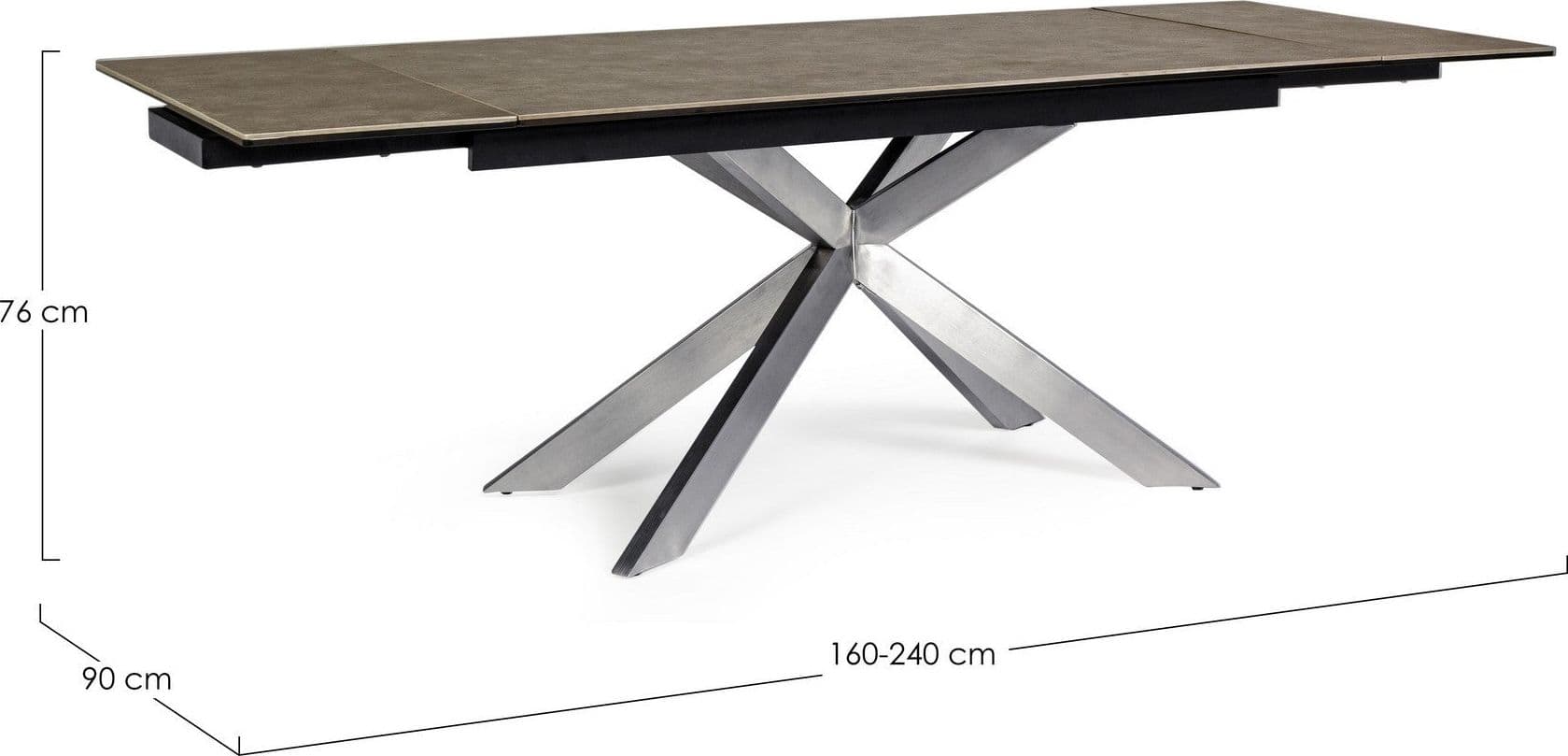 Tavolo Arzachel allungabile rettangolare con piano in ceramica con supporto in vetro temperato da 240 x 90cm in Tavoli da sala da pranzo Decor Space - Altamura, commercioVirtuoso.it