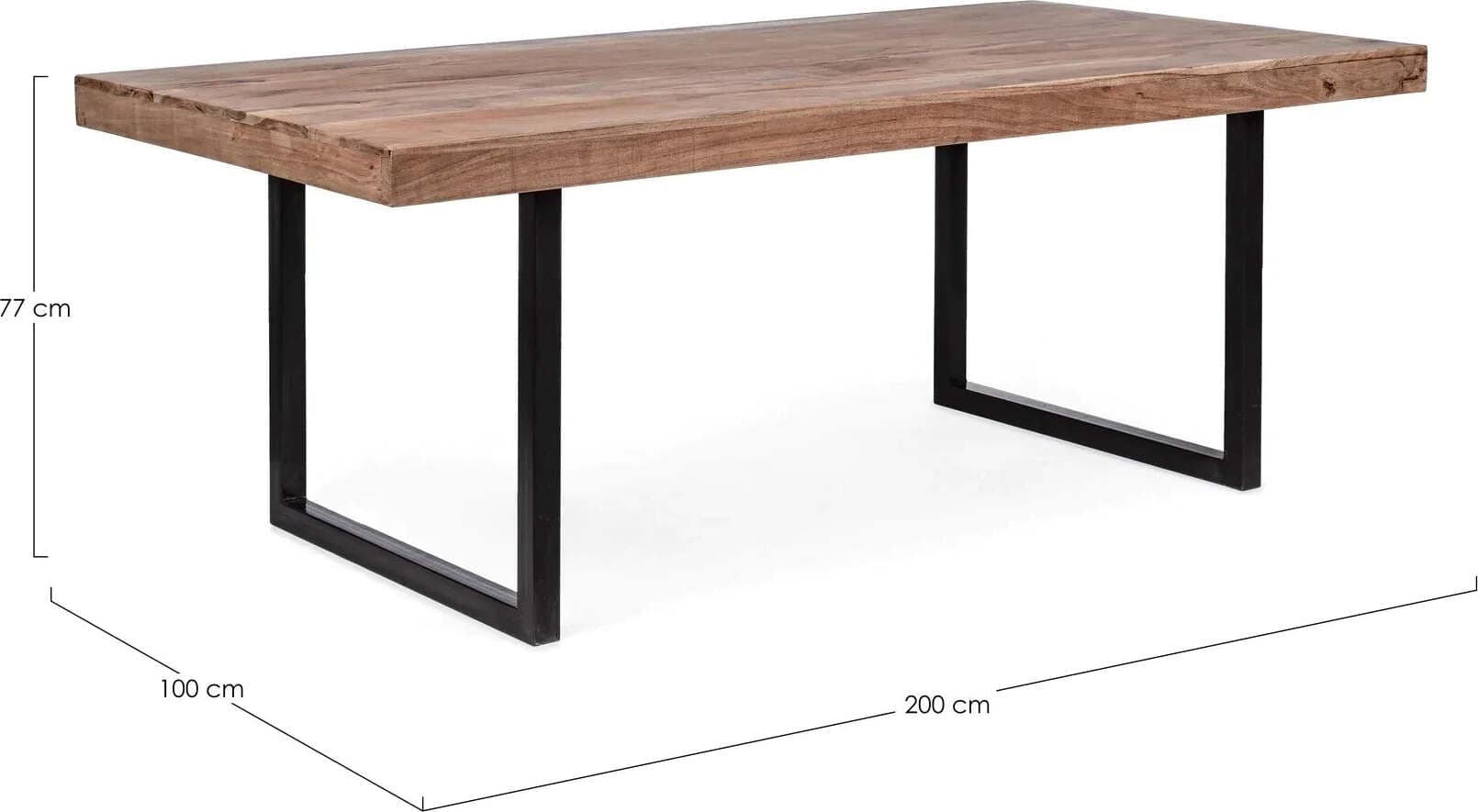 Tavolo Egon rettangolare, con gambe in acciaio, piano in legno di acacia, stile moderno Casa e cucina/Arredamento/Sala da pranzo/Tavoli da sala da pranzo Decor Space - Altamura, Commerciovirtuoso.it