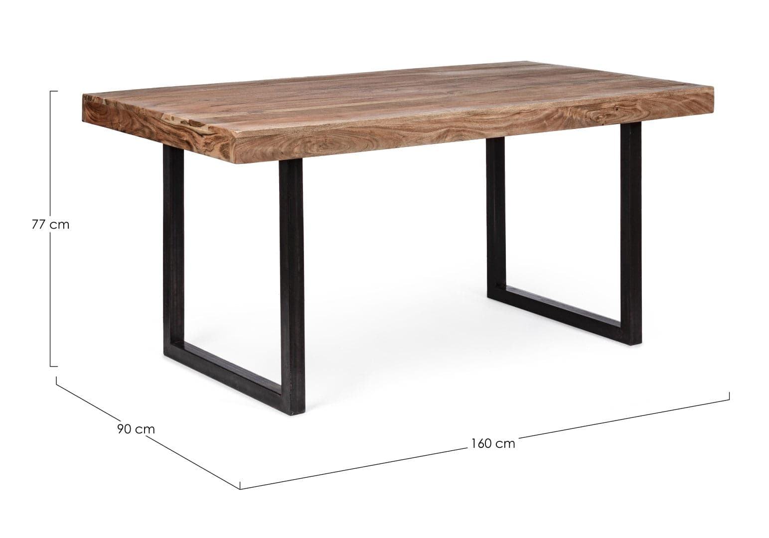 Tavolo Egon rettangolare, con gambe in acciaio, piano in legno di acacia, stile moderno in Tavoli da sala da pranzo Decor Space - Altamura, commercioVirtuoso.it
