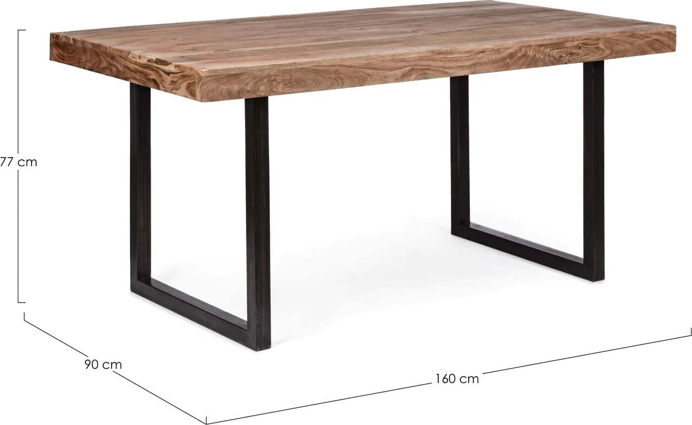 Tavolo Egon rettangolare, con gambe in acciaio, piano in legno di acacia, stile moderno Casa e cucina/Arredamento/Sala da pranzo/Tavoli da sala da pranzo Decor Space - Altamura, Commerciovirtuoso.it