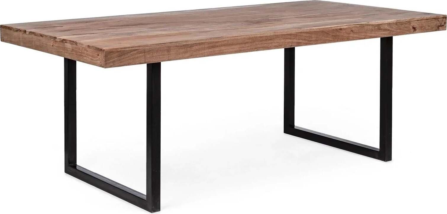 Tavolo Egon rettangolare, con gambe in acciaio, piano in legno di acacia, stile moderno Casa e cucina/Arredamento/Sala da pranzo/Tavoli da sala da pranzo Decor Space - Altamura, Commerciovirtuoso.it