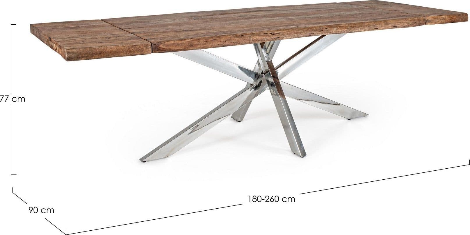 Tavolo allungabile Arkansas rettangolare, con gambe, in legno d'acacia da 180/260 cm Casa e cucina/Arredamento/Sala da pranzo/Tavoli da sala da pranzo Decor Space - Altamura, Commerciovirtuoso.it