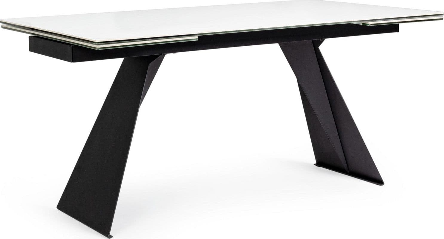 Tavolo allungabile Blazar con struttura in acciaio, piano in ceramica e supporto in vetro in Tavoli da sala da pranzo Decor Space - Altamura, commercioVirtuoso.it