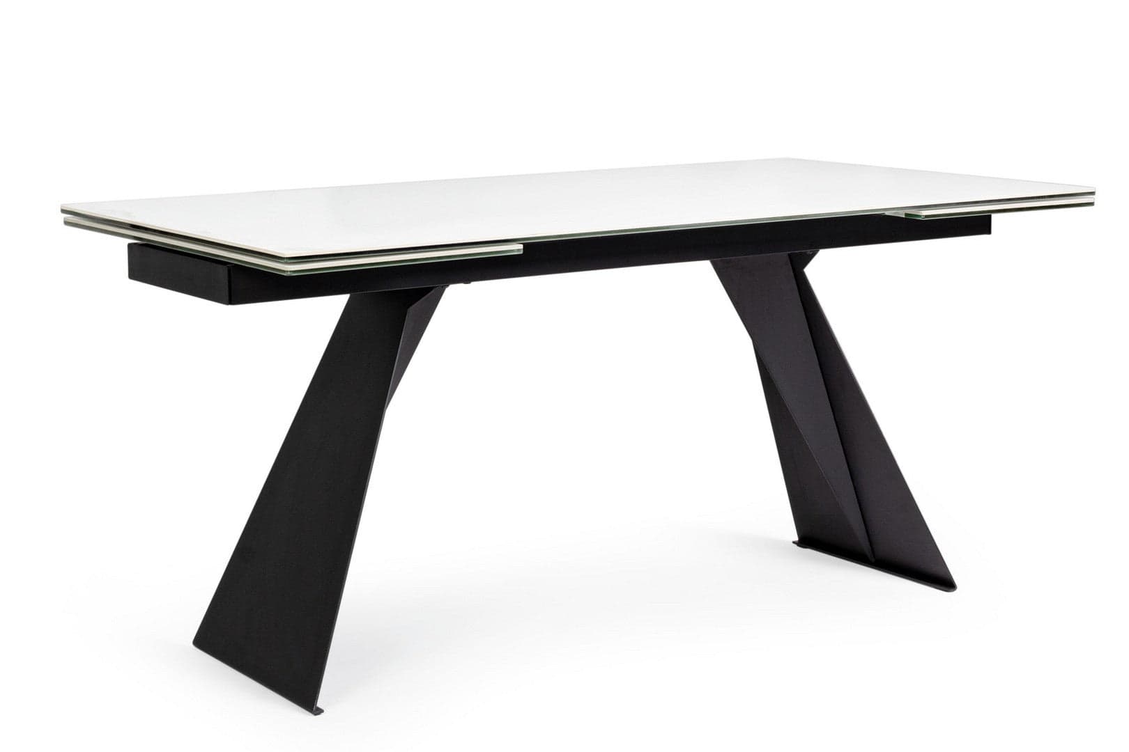Tavolo allungabile Blazar con struttura in acciaio, piano in ceramica e supporto in vetro in Tavoli da sala da pranzo Decor Space - Altamura, commercioVirtuoso.it