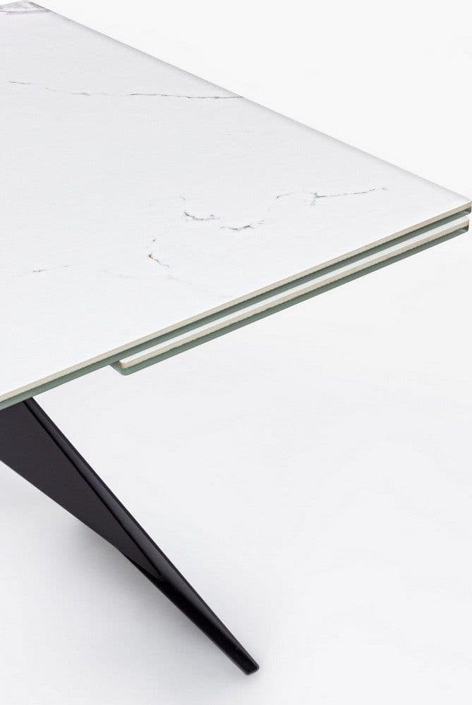 Tavolo allungabile Blazar con struttura in acciaio, piano in ceramica e supporto in vetro in Tavoli da sala da pranzo Decor Space - Altamura, commercioVirtuoso.it
