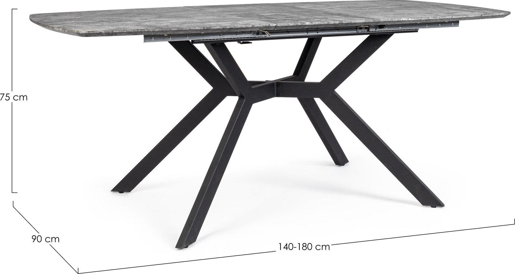 Tavolo allungabile Dominik con gambe in acciaio verniciato, piano in MDF ricoperto Casa e cucina/Arredamento/Sala da pranzo/Tavoli da sala da pranzo Decor Space - Altamura, Commerciovirtuoso.it