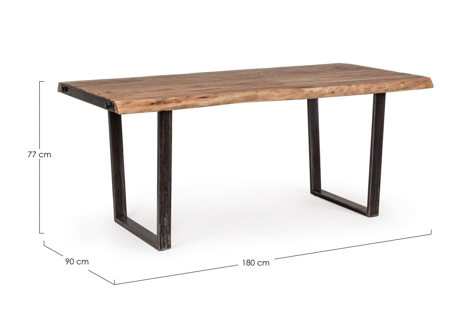Tavolo Elmer rettangolare, con gambe in acciaio, piano in legno di acacia, stile moderno in Tavoli da sala da pranzo Decor Space - Altamura, commercioVirtuoso.it