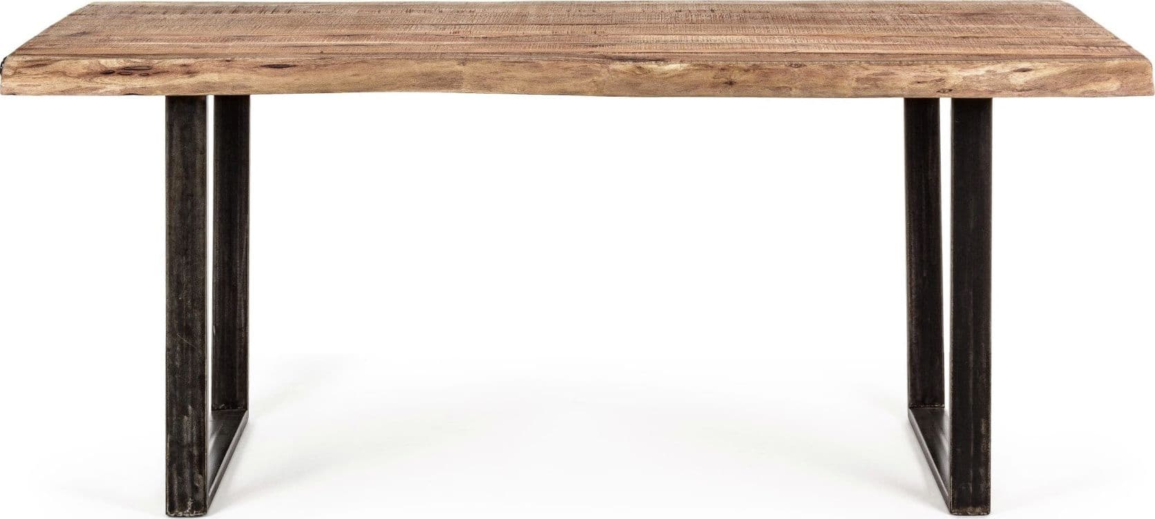 Tavolo Elmer rettangolare, con gambe in acciaio, piano in legno di acacia, stile moderno in Tavoli da sala da pranzo Decor Space - Altamura, commercioVirtuoso.it