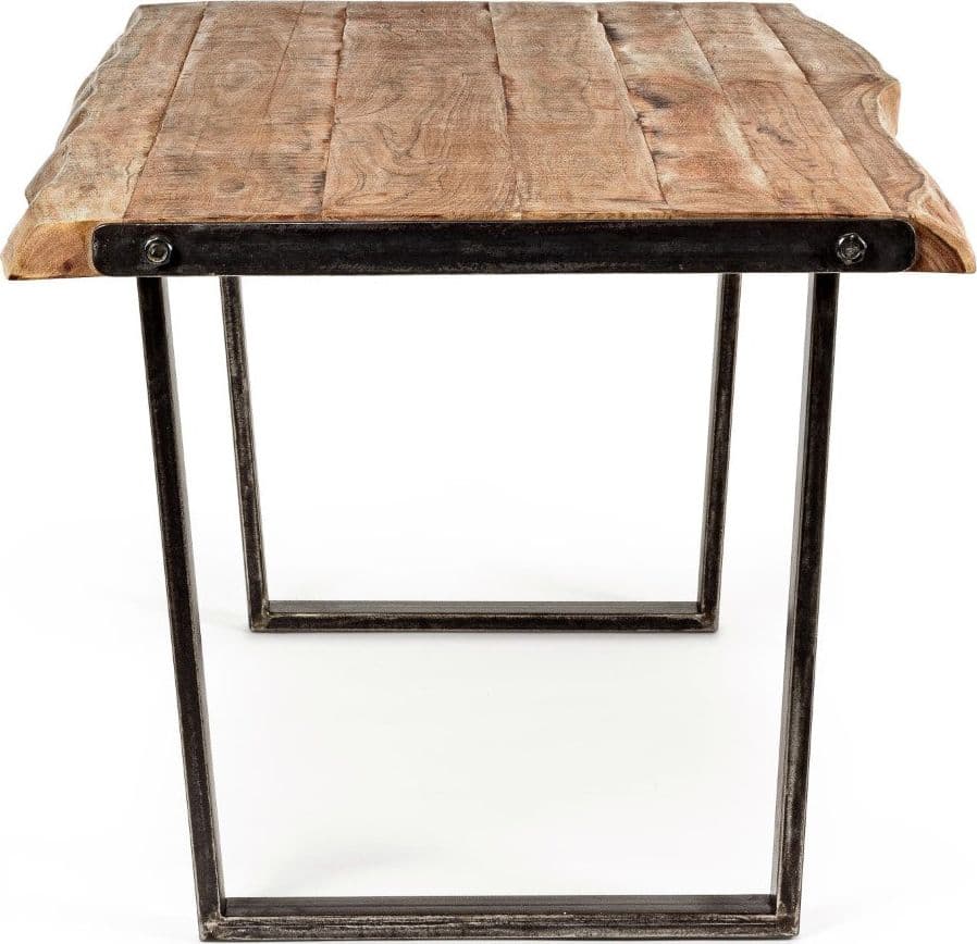 Tavolo Elmer rettangolare, con gambe in acciaio, piano in legno di acacia, stile moderno in Tavoli da sala da pranzo Decor Space - Altamura, commercioVirtuoso.it