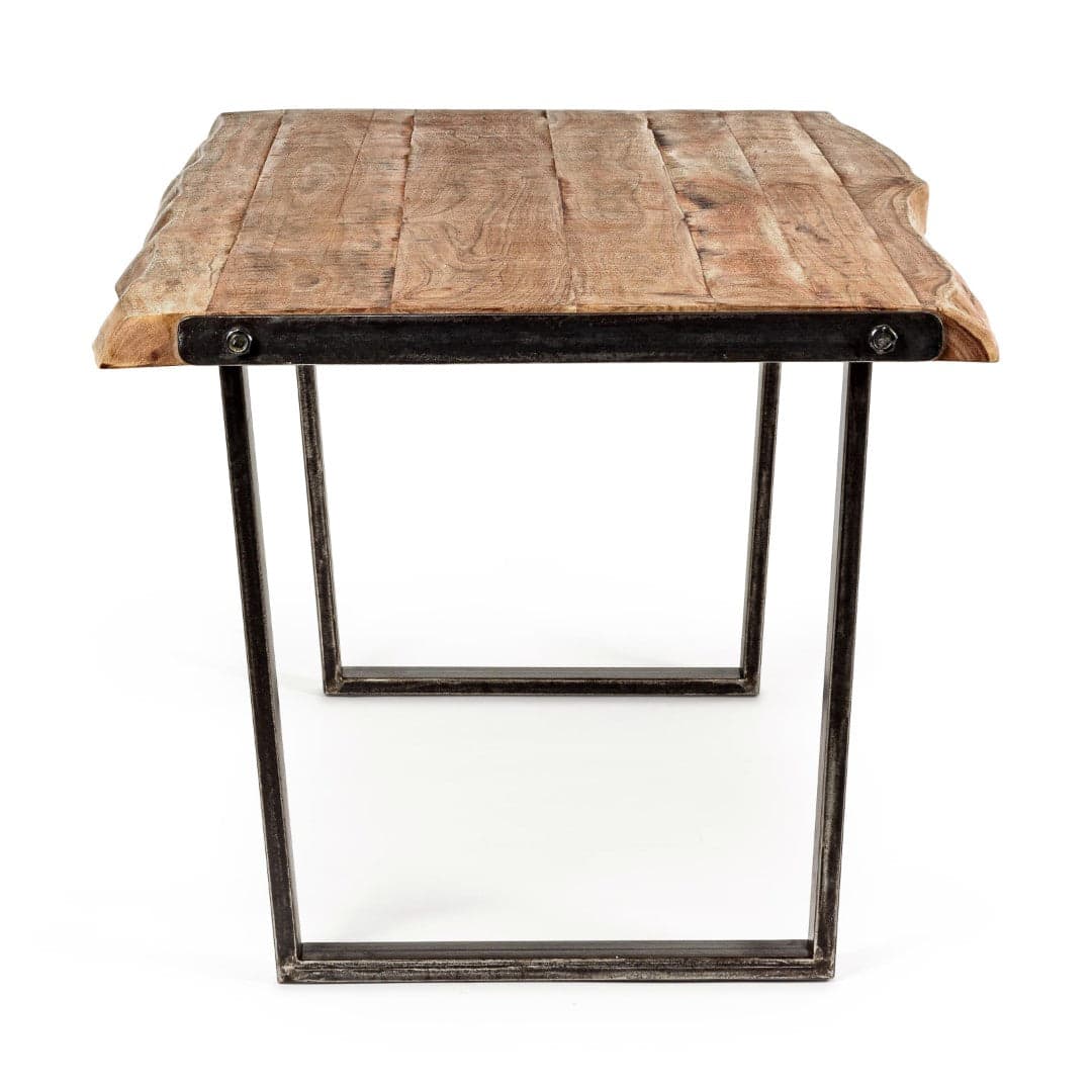 Tavolo Elmer rettangolare, con gambe in acciaio, piano in legno di acacia, stile moderno in Tavoli da sala da pranzo Decor Space - Altamura, commercioVirtuoso.it