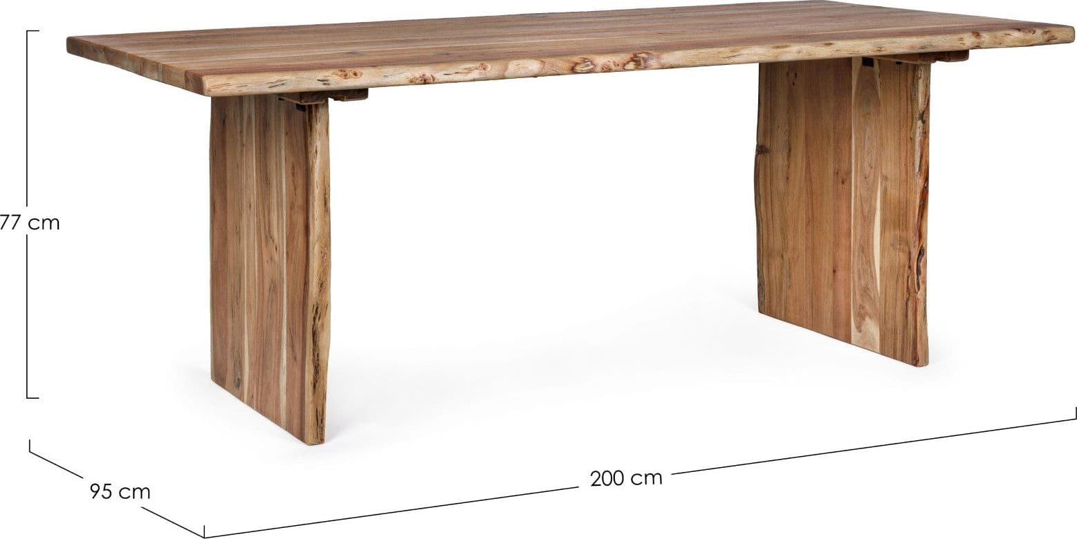 Tavolo Eneas rettangolare, con gambe, in legno di acacia da 200 x 95 cm in Tavoli da sala da pranzo Decor Space - Altamura, commercioVirtuoso.it