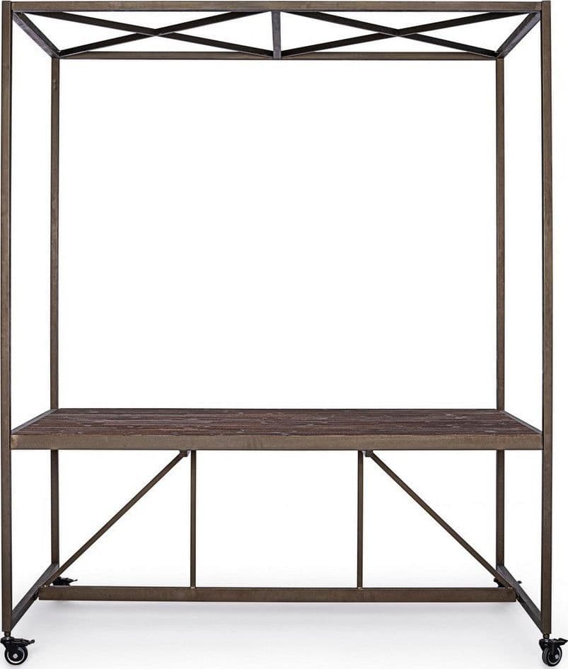 Tavolo espositore con tetto, struttura in acciaio, piano in legno, ruote in gomma in Tavoli da sala da pranzo Decor Space - Altamura, commercioVirtuoso.it