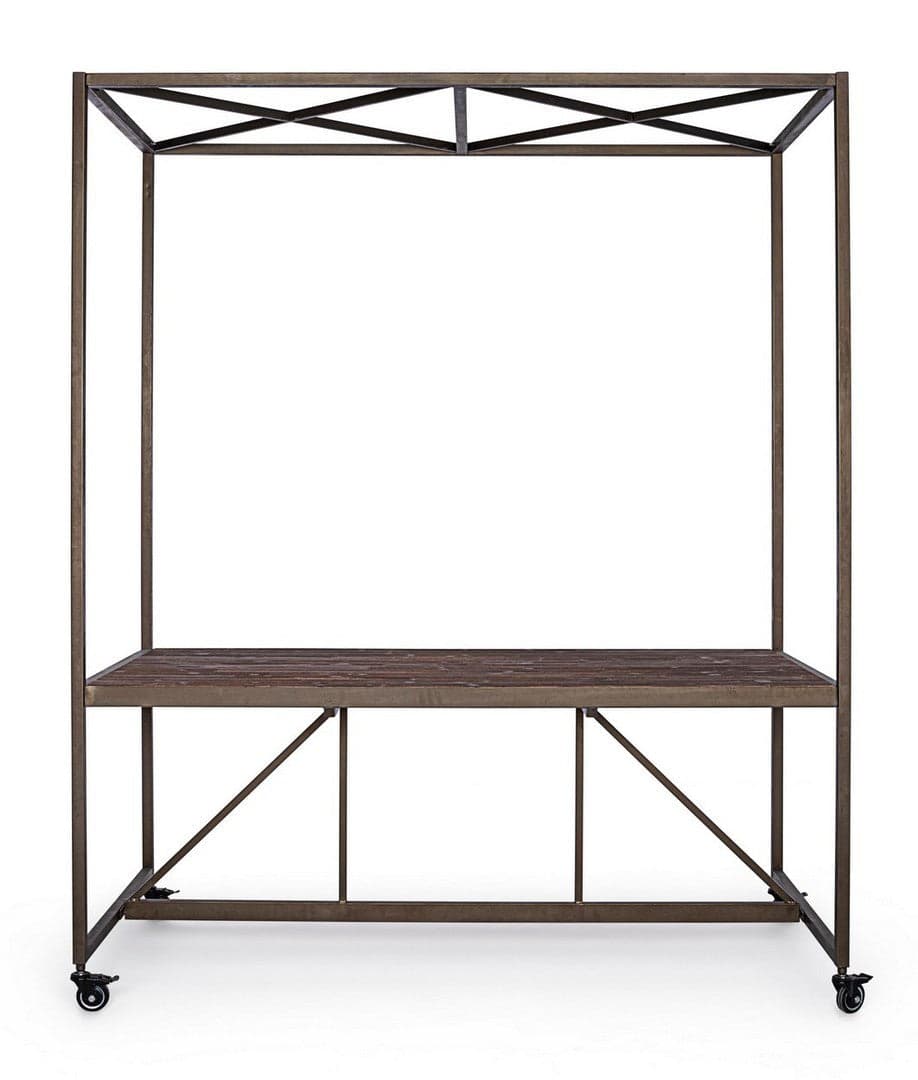 Tavolo espositore con tetto, struttura in acciaio, piano in legno, ruote in gomma in Tavoli da sala da pranzo Decor Space - Altamura, commercioVirtuoso.it