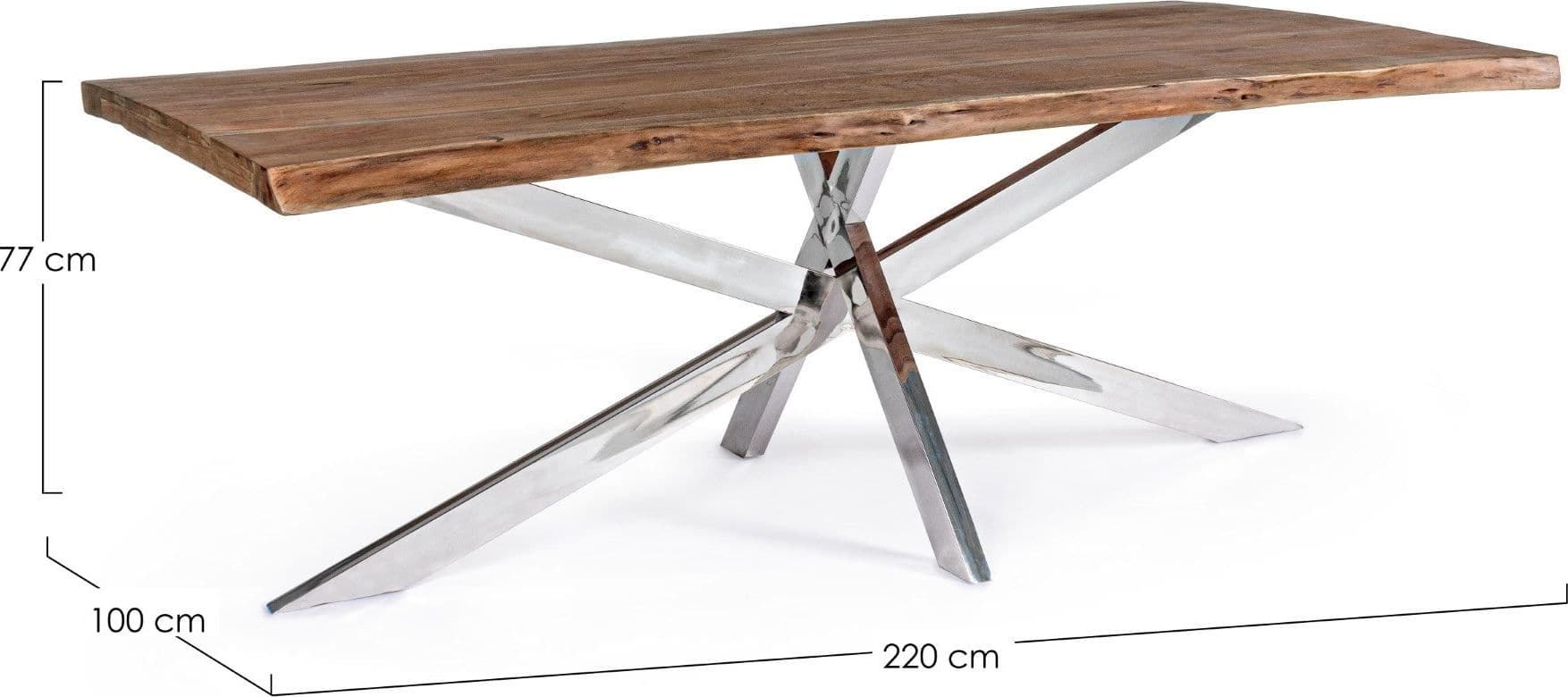 Tavolo Arkansas rettangolare, con gambe, in legno d'acacia da 220 cm in Tavoli da sala da pranzo Decor Space - Altamura, commercioVirtuoso.it