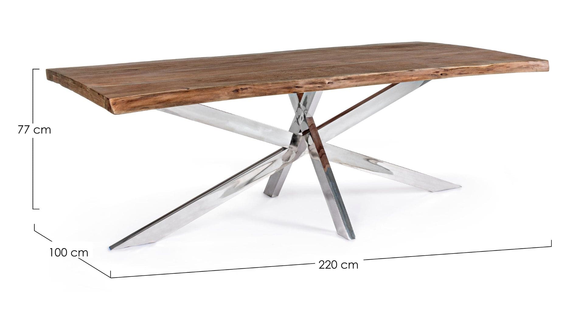 Tavolo Arkansas rettangolare, con gambe, in legno d'acacia da 220 cm in Tavoli da sala da pranzo Decor Space - Altamura, commercioVirtuoso.it