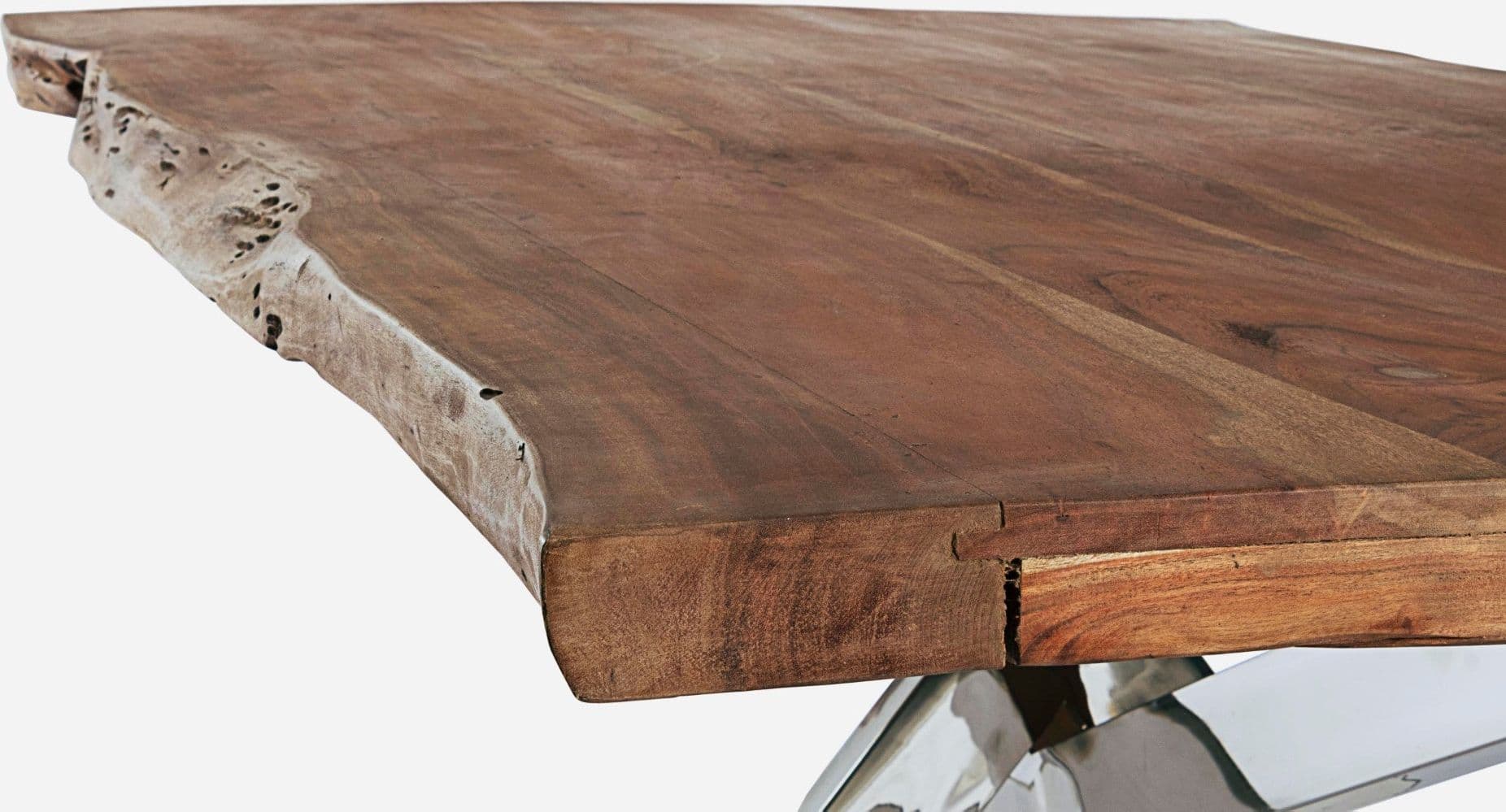 Tavolo Arkansas rettangolare, con gambe, in legno d'acacia da 220 cm in Tavoli da sala da pranzo Decor Space - Altamura, commercioVirtuoso.it