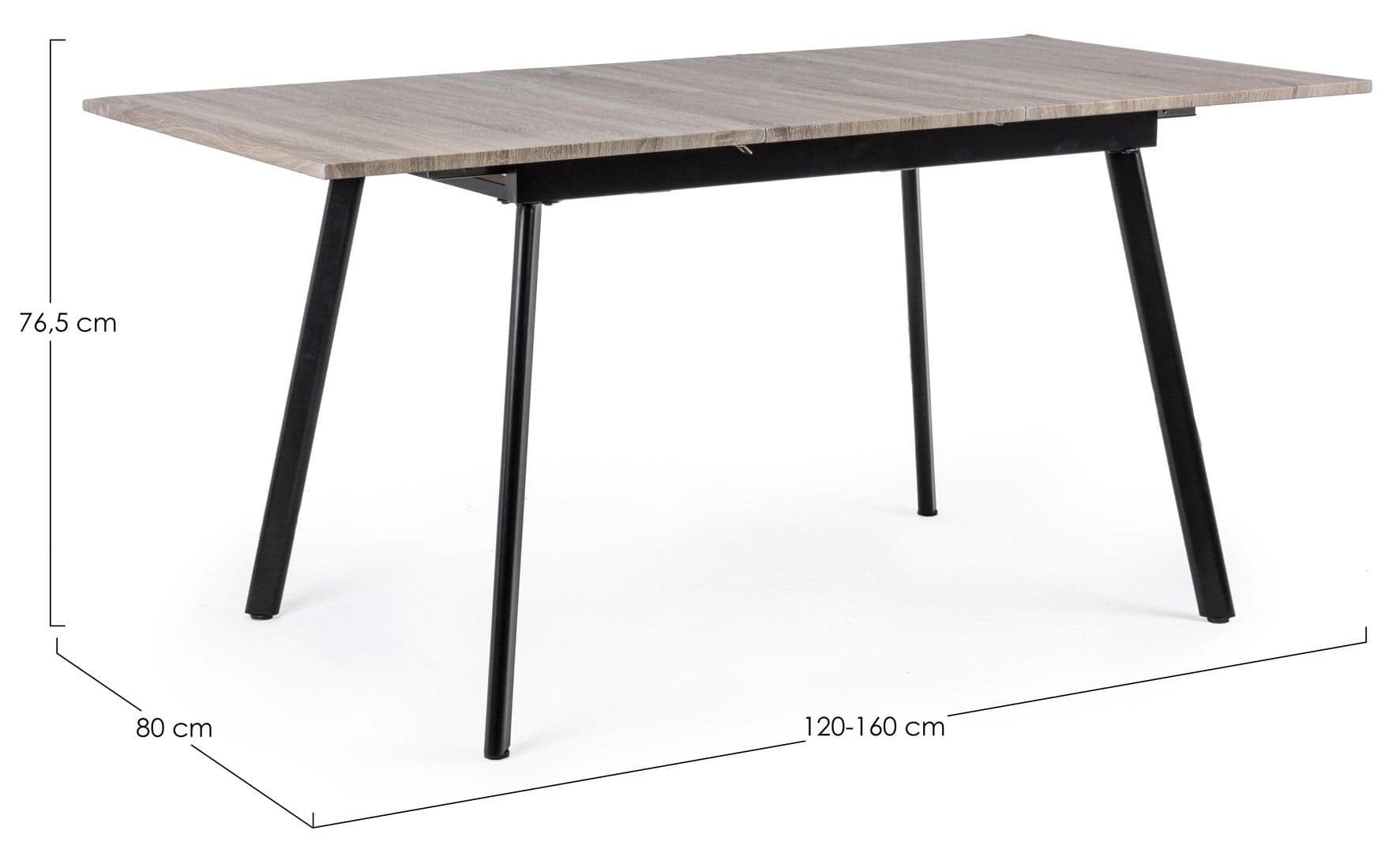 Tavolo allungabile Courtney rettangolare con gambe in acciaio, struttura nera, piano e estensione in mdf in Tavoli da sala da pranzo Decor Space - Altamura, commercioVirtuoso.it