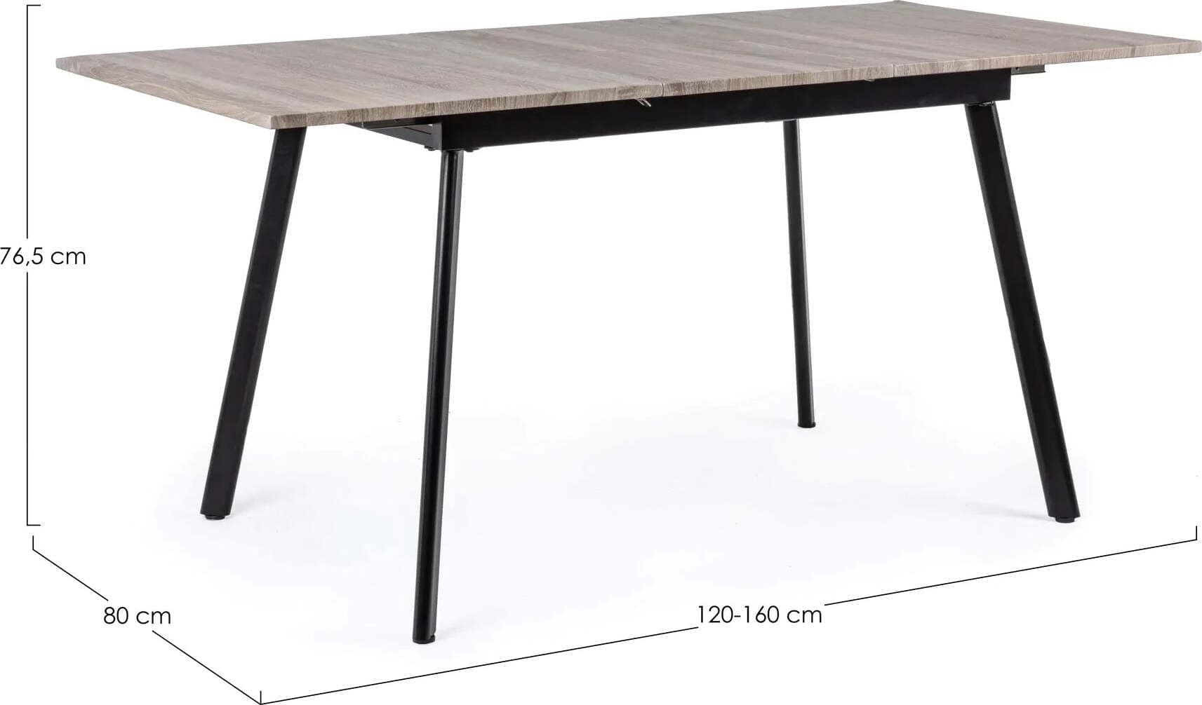 Tavolo allungabile Courtney rettangolare con gambe in acciaio, struttura nera, piano e estensione in mdf Casa e cucina/Arredamento/Sala da pranzo/Tavoli da sala da pranzo Decor Space - Altamura, Commerciovirtuoso.it