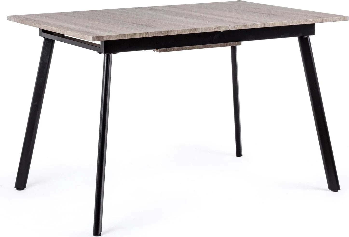 Tavolo allungabile Courtney rettangolare con gambe in acciaio, struttura nera, piano e estensione in mdf Casa e cucina/Arredamento/Sala da pranzo/Tavoli da sala da pranzo Decor Space - Altamura, Commerciovirtuoso.it