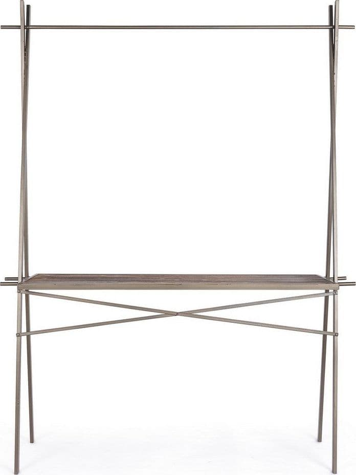 Tavolo espositore con ripiano rettangolare in legno di abete, struttura e tetto in acciaio in Tavoli da sala da pranzo Decor Space - Altamura, commercioVirtuoso.it