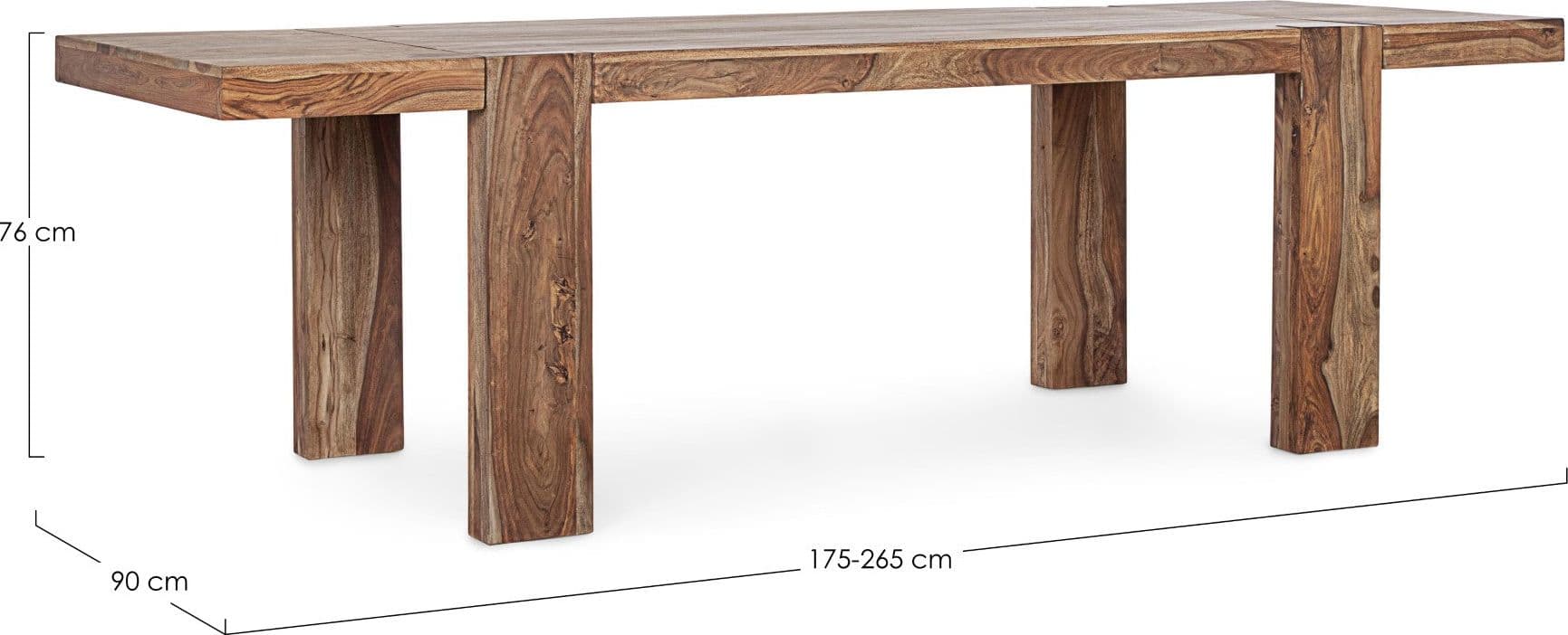 Tavolo allungabile Sunderland rettangolare, con gambe, in legno sheesham da 175-265 x 90 cm in Tavoli da sala da pranzo Decor Space - Altamura, commercioVirtuoso.it