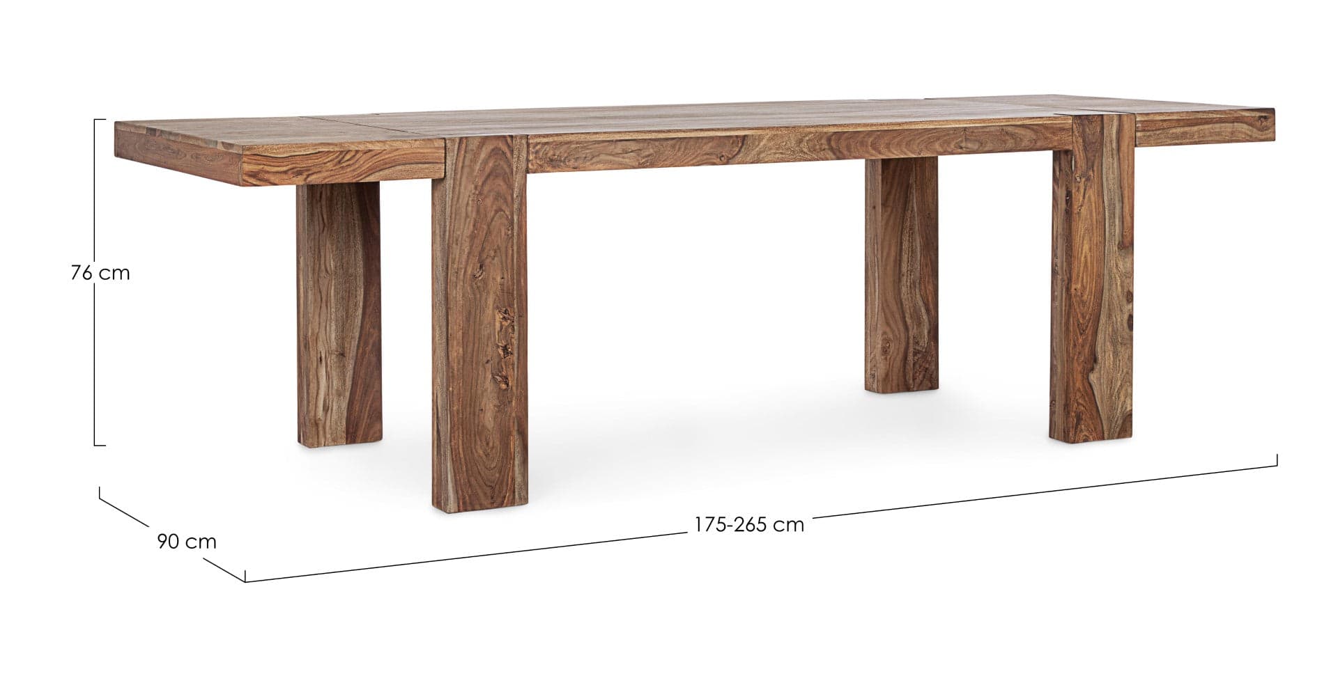 Tavolo allungabile Sunderland rettangolare, con gambe, in legno sheesham da 175-265 x 90 cm in Tavoli da sala da pranzo Decor Space - Altamura, commercioVirtuoso.it