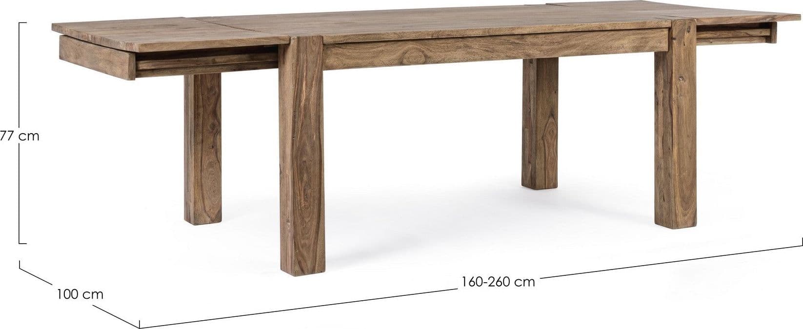 Tavolo Salford allungabile rettangolare, con gambe, piano in legno sheesham, stile design in Tavoli da sala da pranzo Decor Space - Altamura, commercioVirtuoso.it