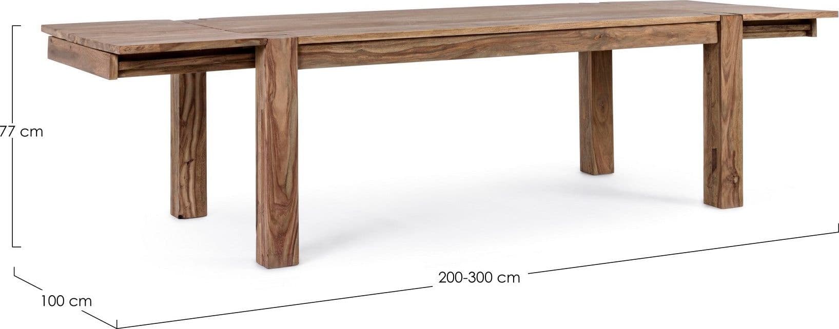 Tavolo Salford allungabile rettangolare, con gambe, piano in legno sheesham, stile design in Tavoli da sala da pranzo Decor Space - Altamura, commercioVirtuoso.it