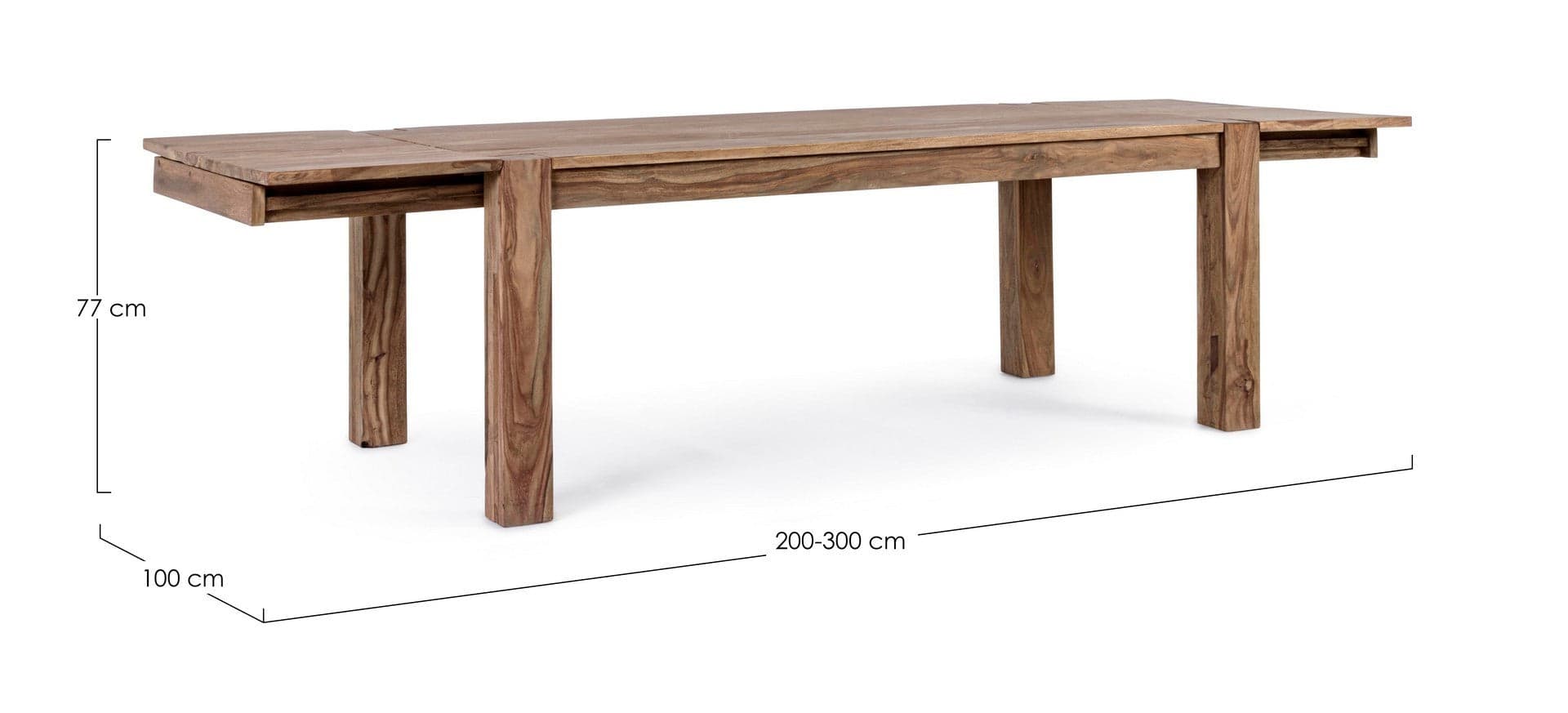 Tavolo Salford allungabile rettangolare, con gambe, piano in legno sheesham, stile design in Tavoli da sala da pranzo Decor Space - Altamura, commercioVirtuoso.it